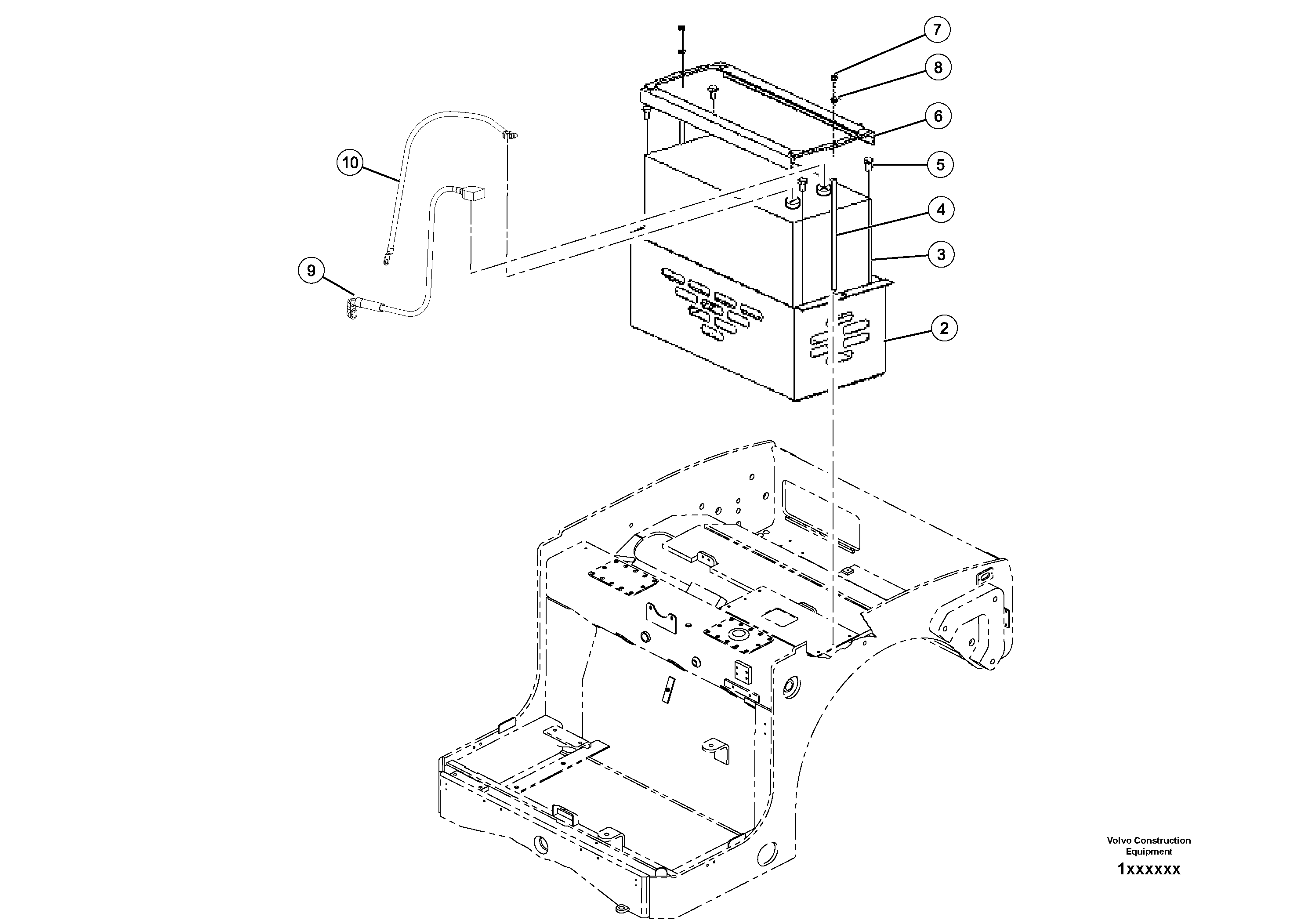Схема запчастей Volvo DD80 - 54729 Battery installation DD80 S/N 0820107116 -