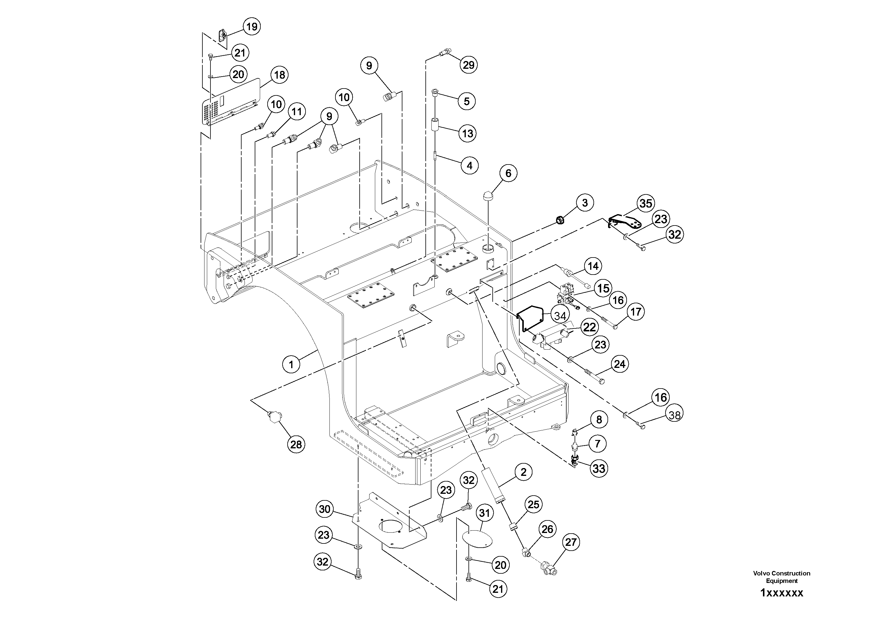 Схема запчастей Volvo DD80 - 59444 Frame Assembly DD80 S/N 0820107116 -