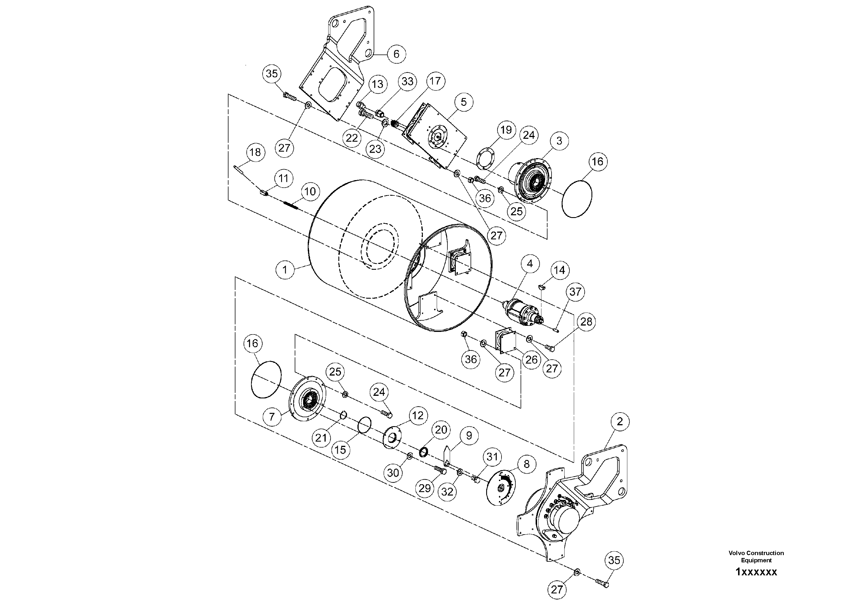 Схема запчастей Volvo DD80 - 105341 Drum Assembly DD80 S/N 0820107116 -