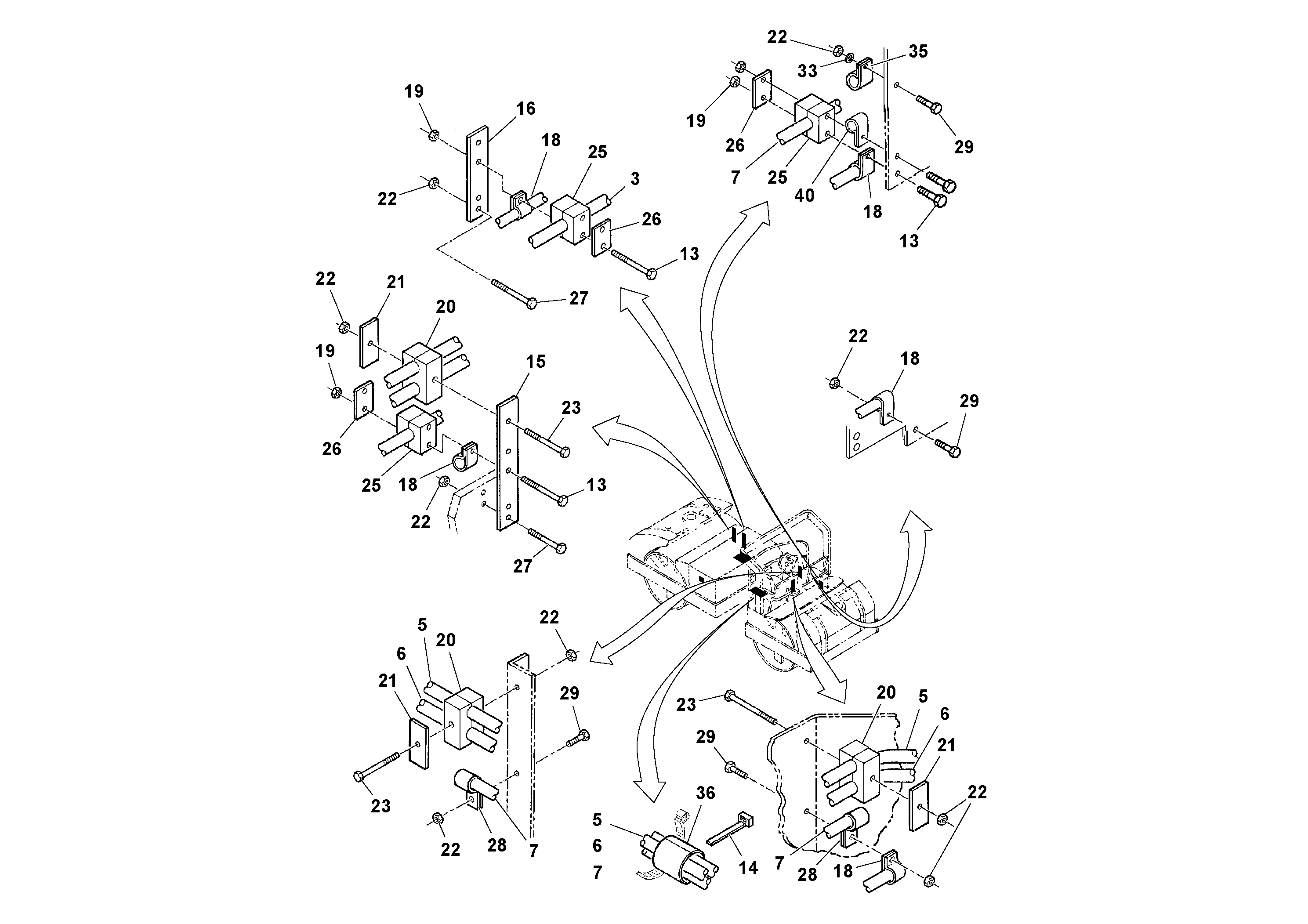 Схема запчастей Volvo DD90 - 93222 Traction Hoses Installation DD90/DD90HF S/N 197375 -