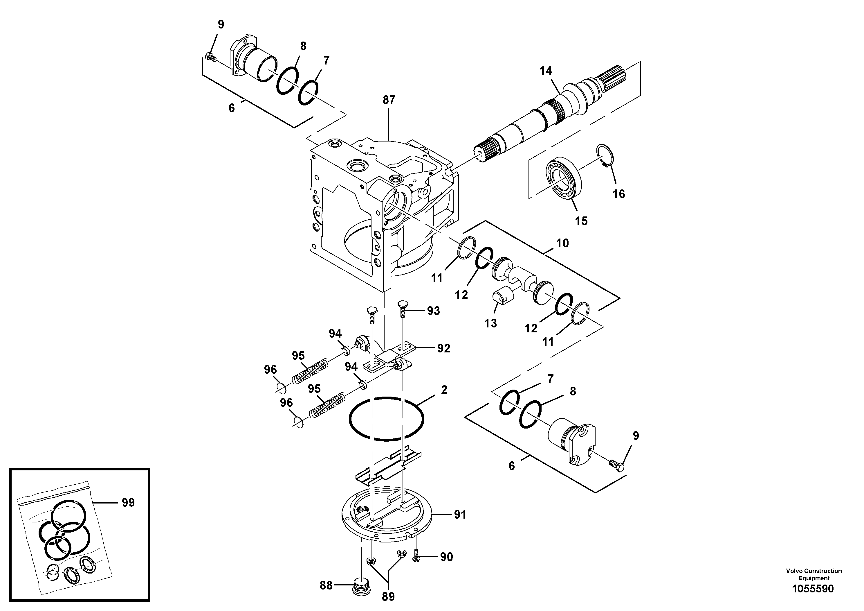 Схема запчастей Volvo DD90 - 95469 Propulsion Pump DD90 S/N 08200011422 -