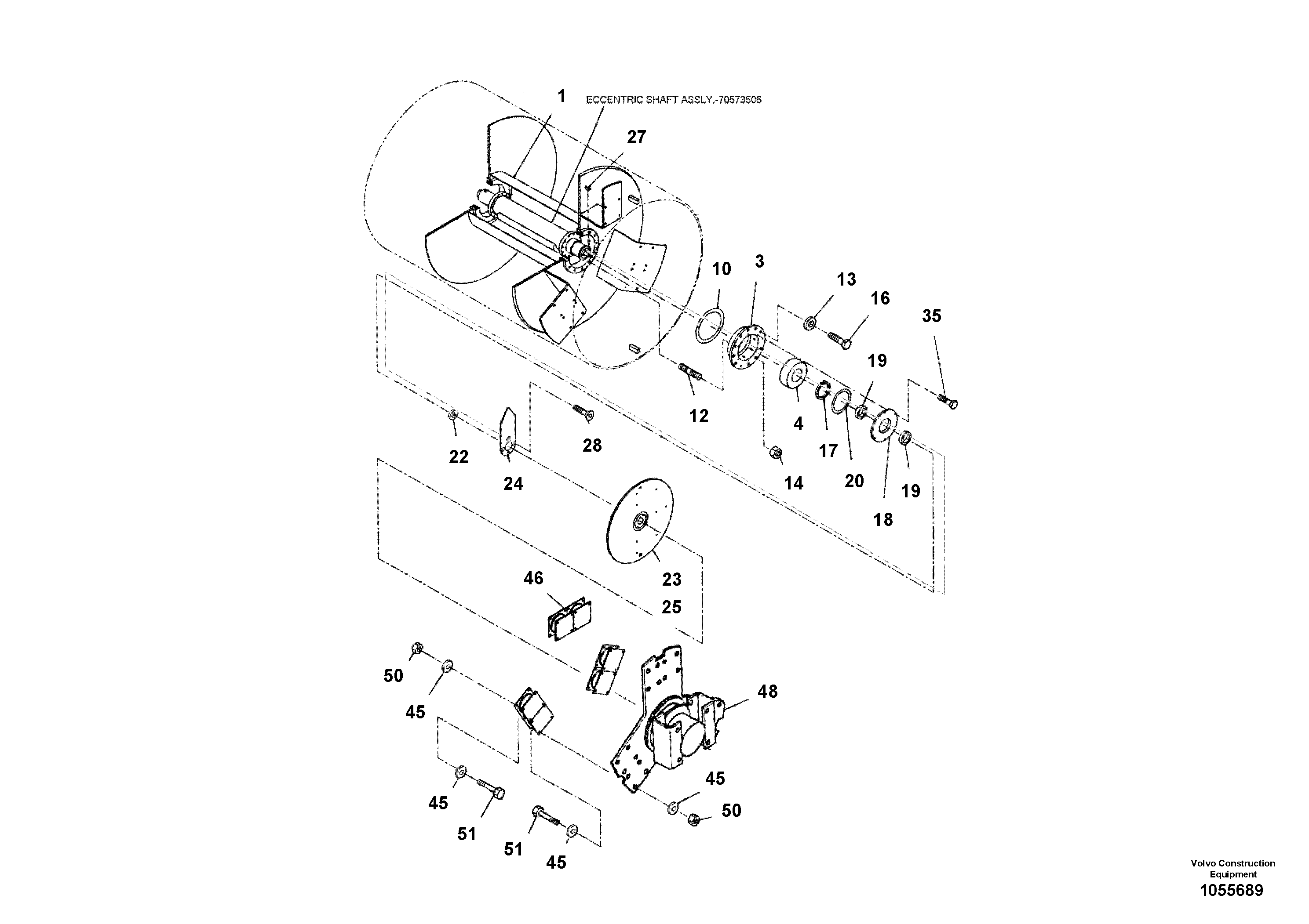 Схема запчастей Volvo DD90 - 106026 Assembly Rear Drum DD90 S/N 08200011422 -