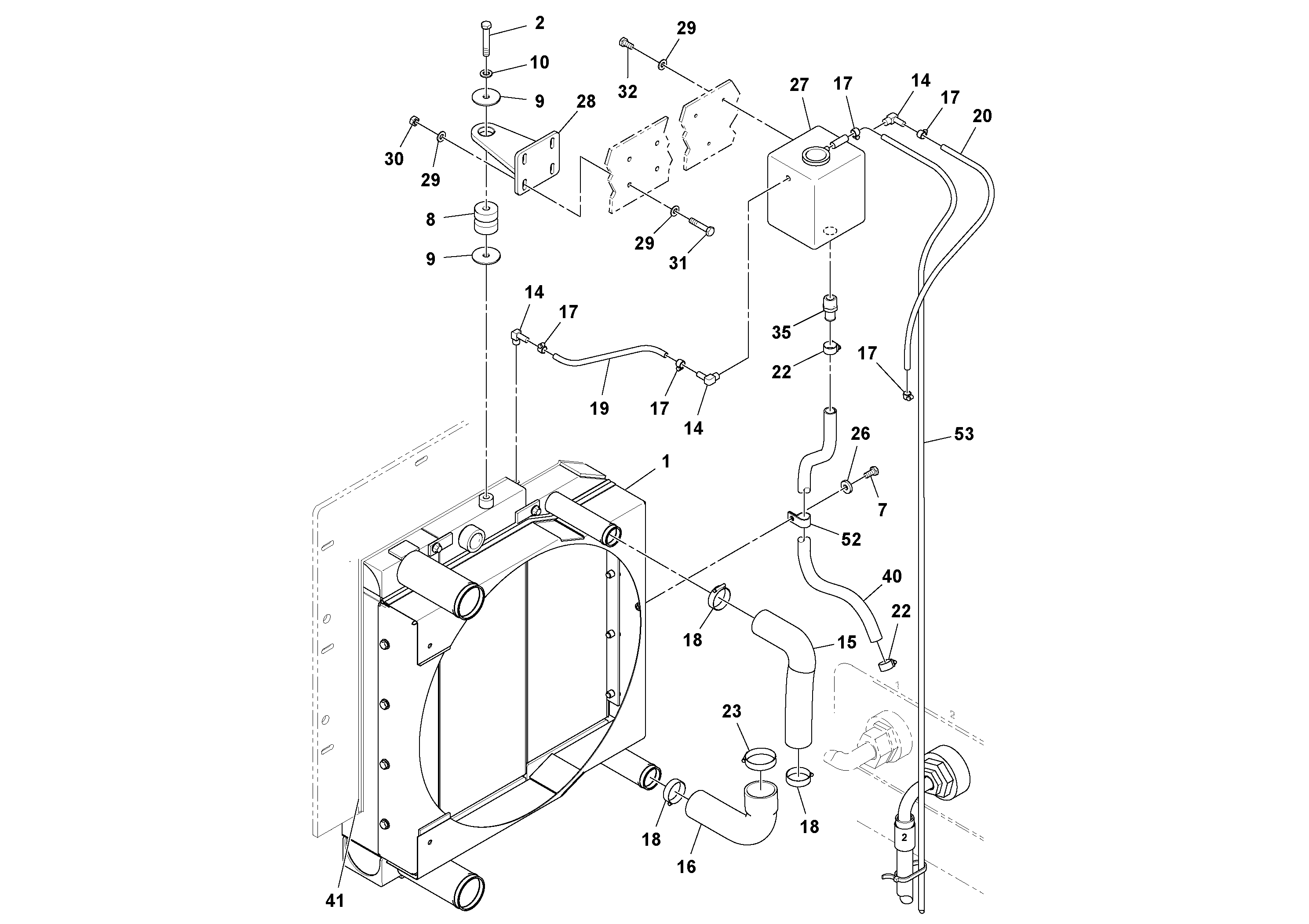 Схема запчастей Volvo DD90 - 100083 Система охлаждения DD90/DD90HF S/N 197375 -