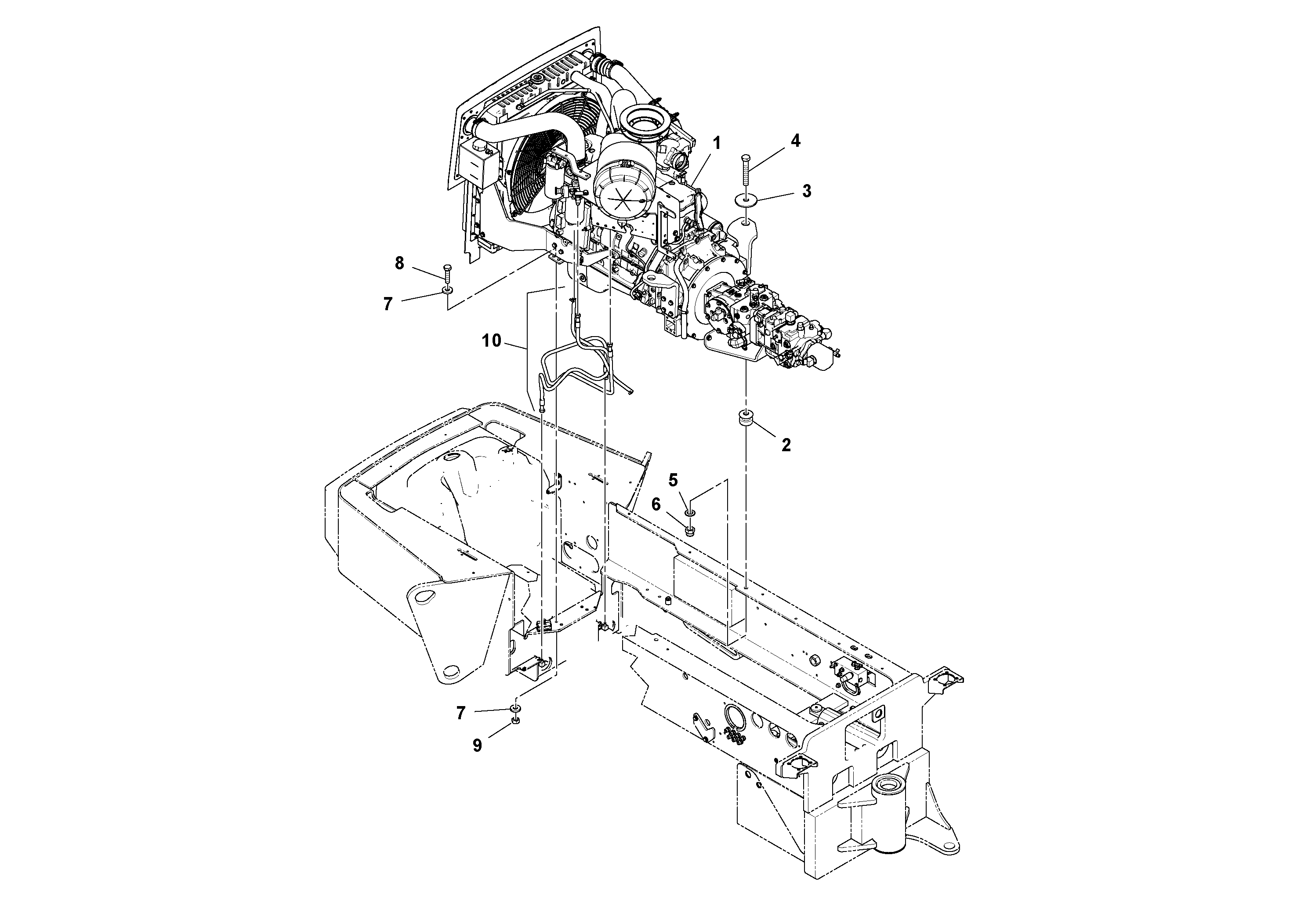 Схема запчастей Volvo SD116DX/SD116F S/N 197542 - - 55477 Engine Installation 