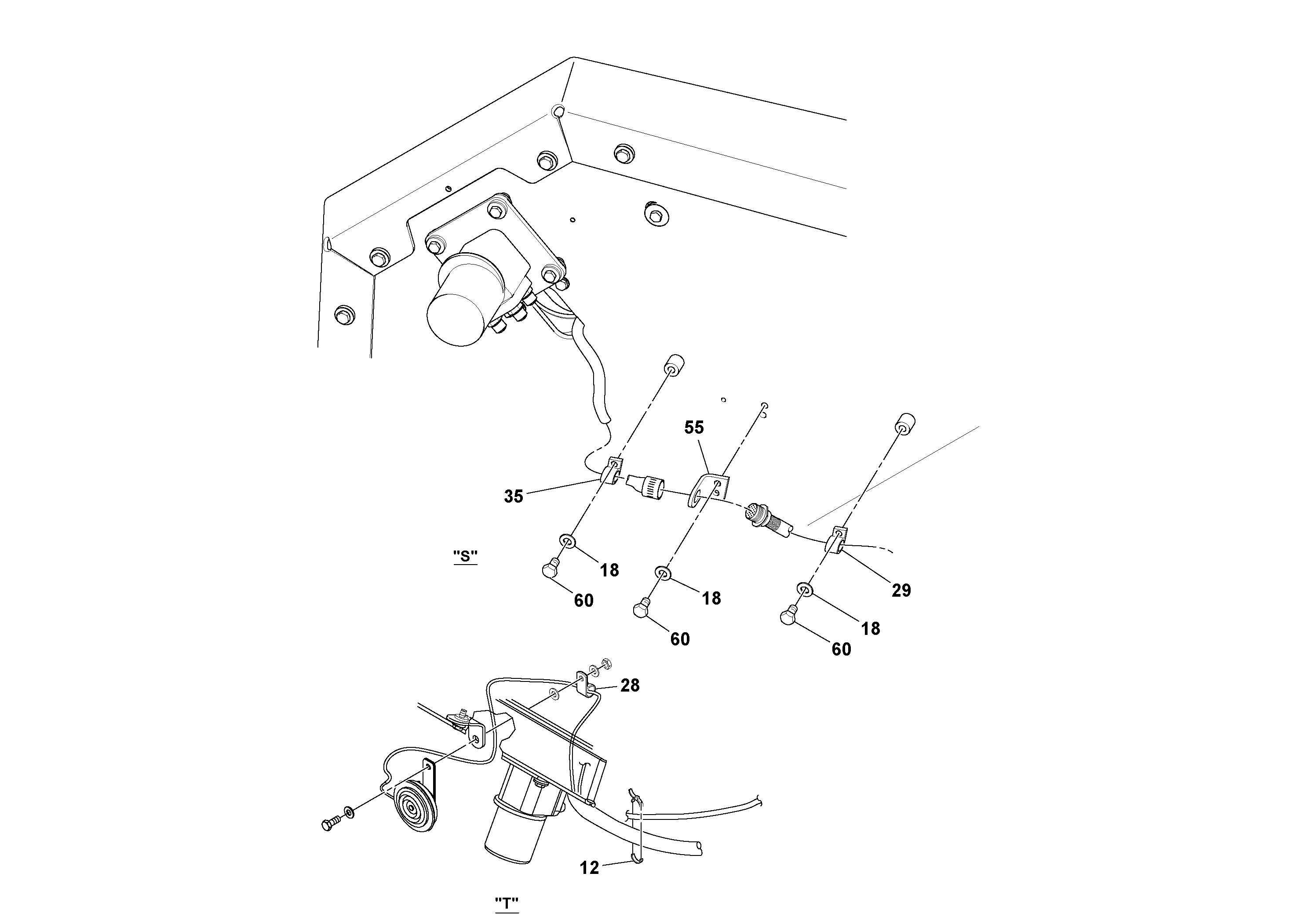 Схема запчастей Volvo SD116DX/SD116F S/N 197542 - - 60381 Electrical Installation 