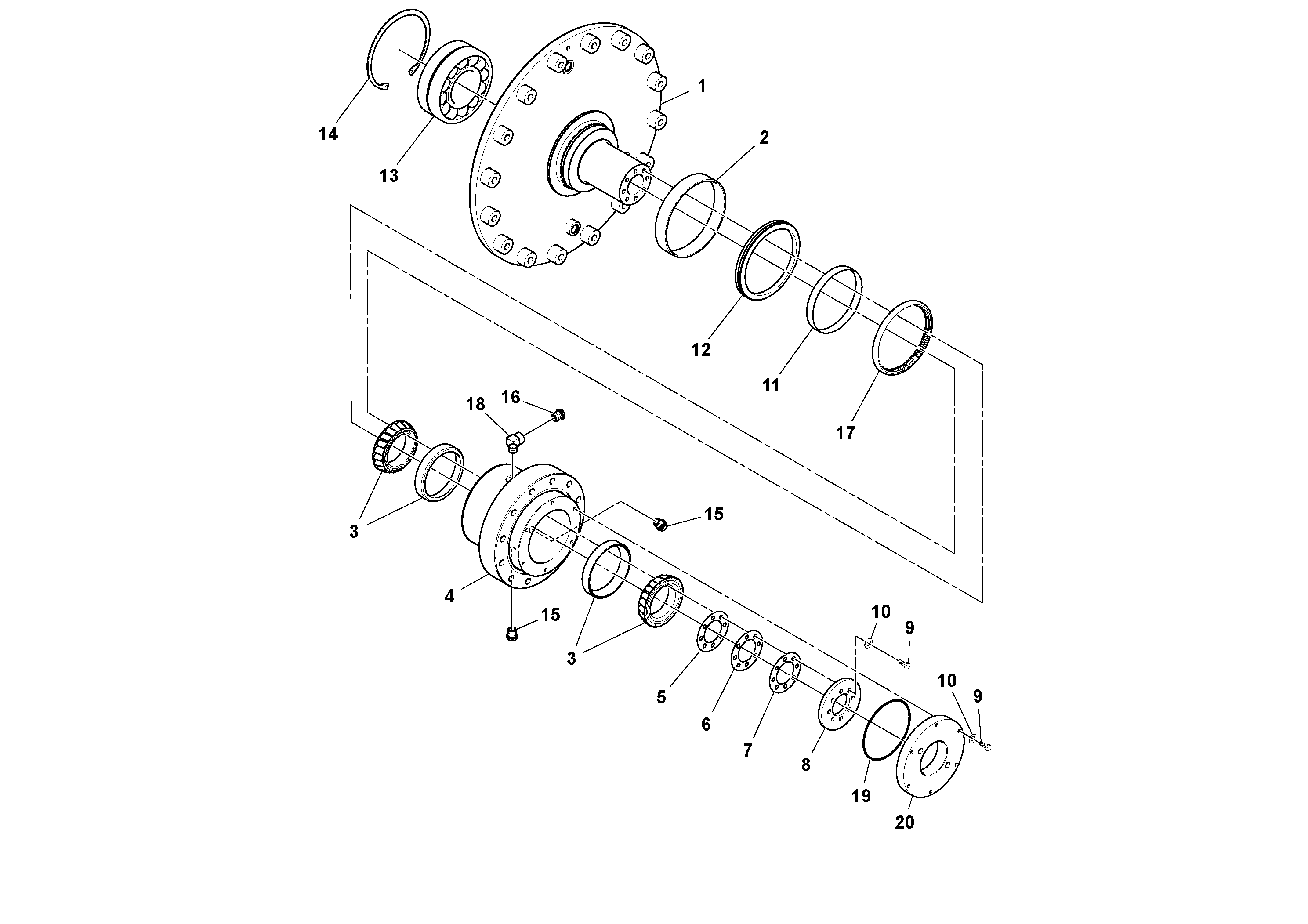 Схема запчастей Volvo SD116DX/SD116F S/N 197542 - - 93553 Bearing Housing Assembly 
