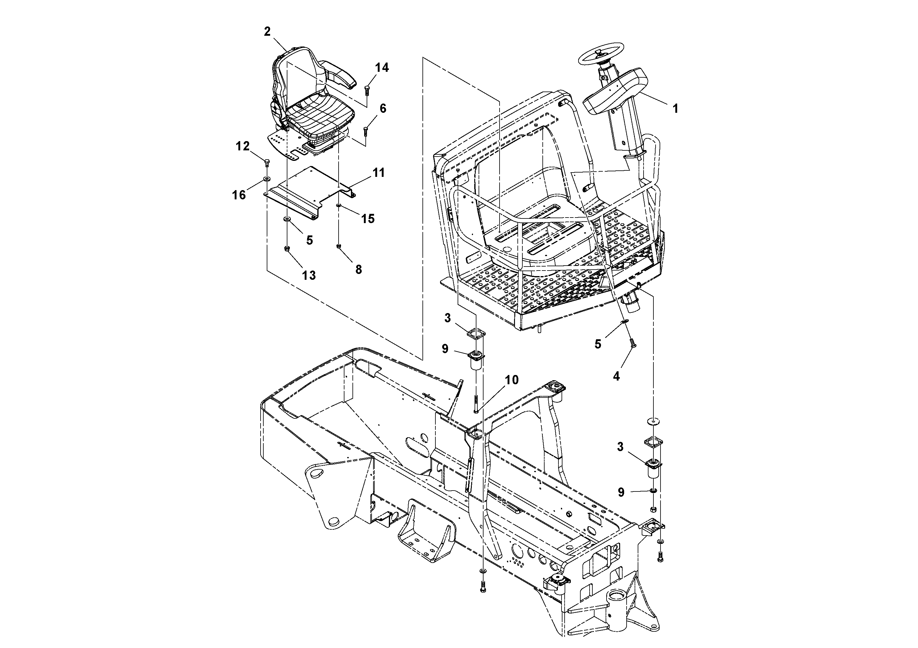 Схема запчастей Volvo SD116DX/SD116F S/N 197542 - - 11452 Shock-Mounted Operators Platform Installation 