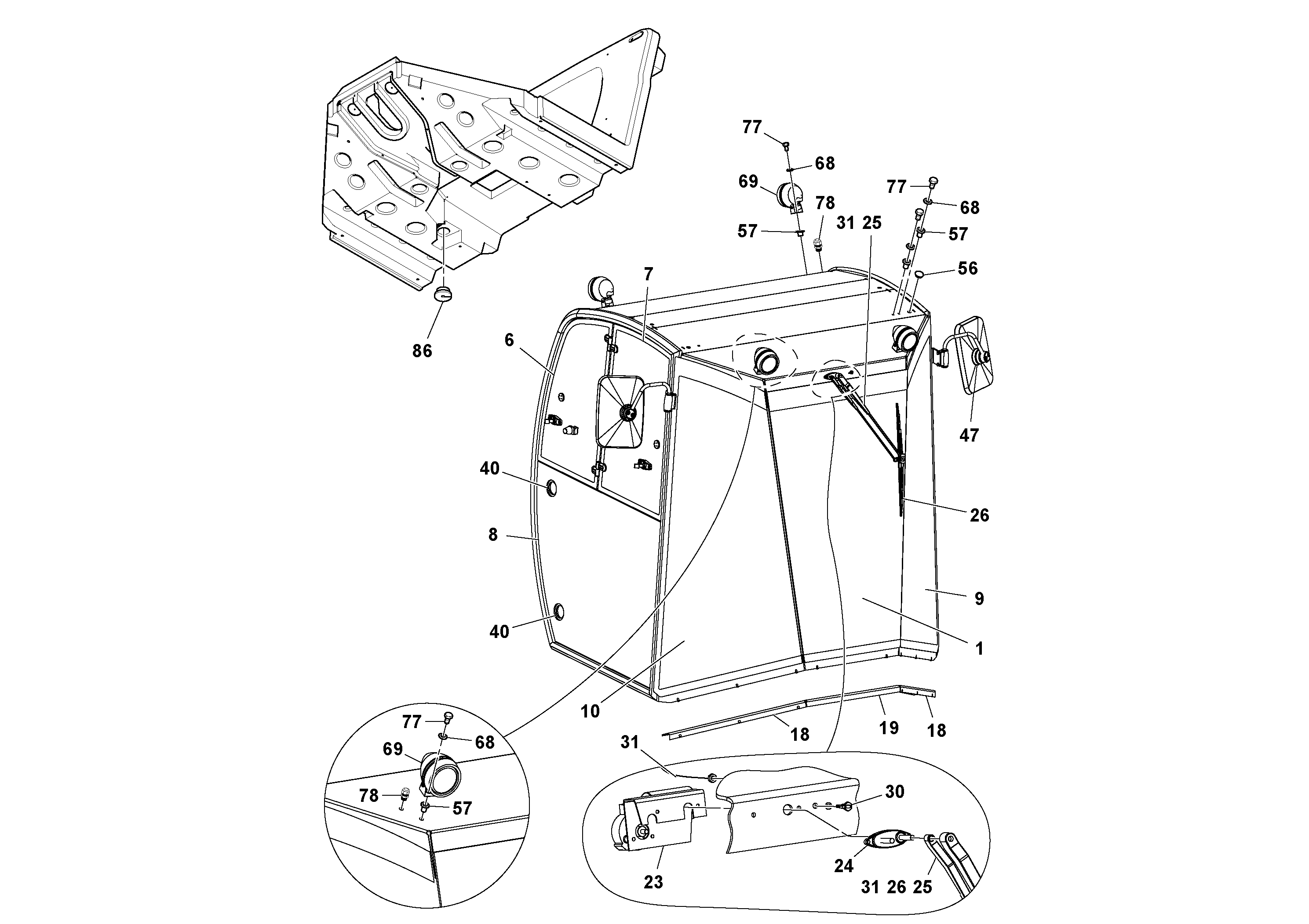 Схема запчастей Volvo SD116DX/SD116F S/N 197542 - - 51875 Cab Assembly 