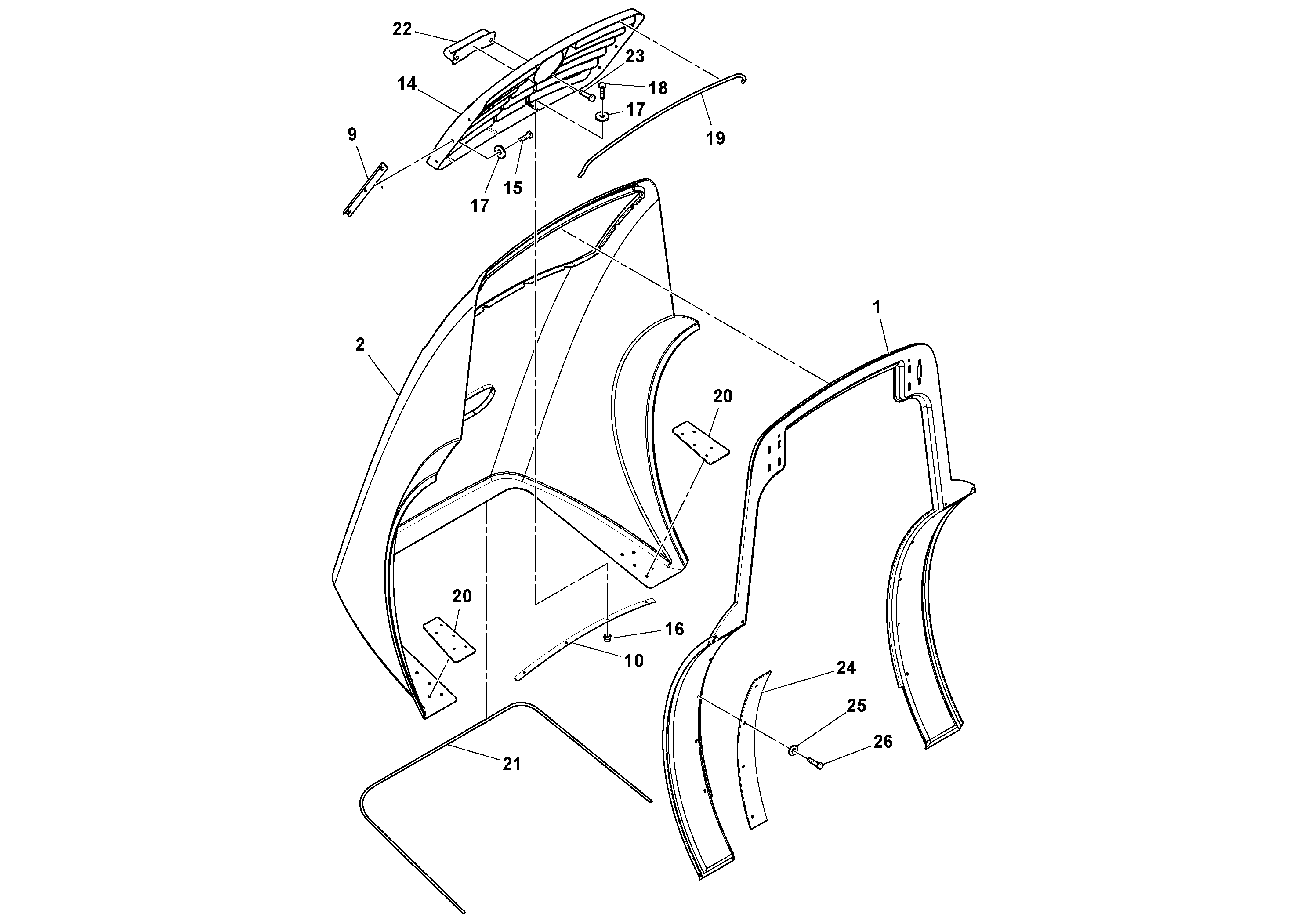 Схема запчастей Volvo SD116DX/SD116F S/N 197542 - - 54234 Hood Assembly 
