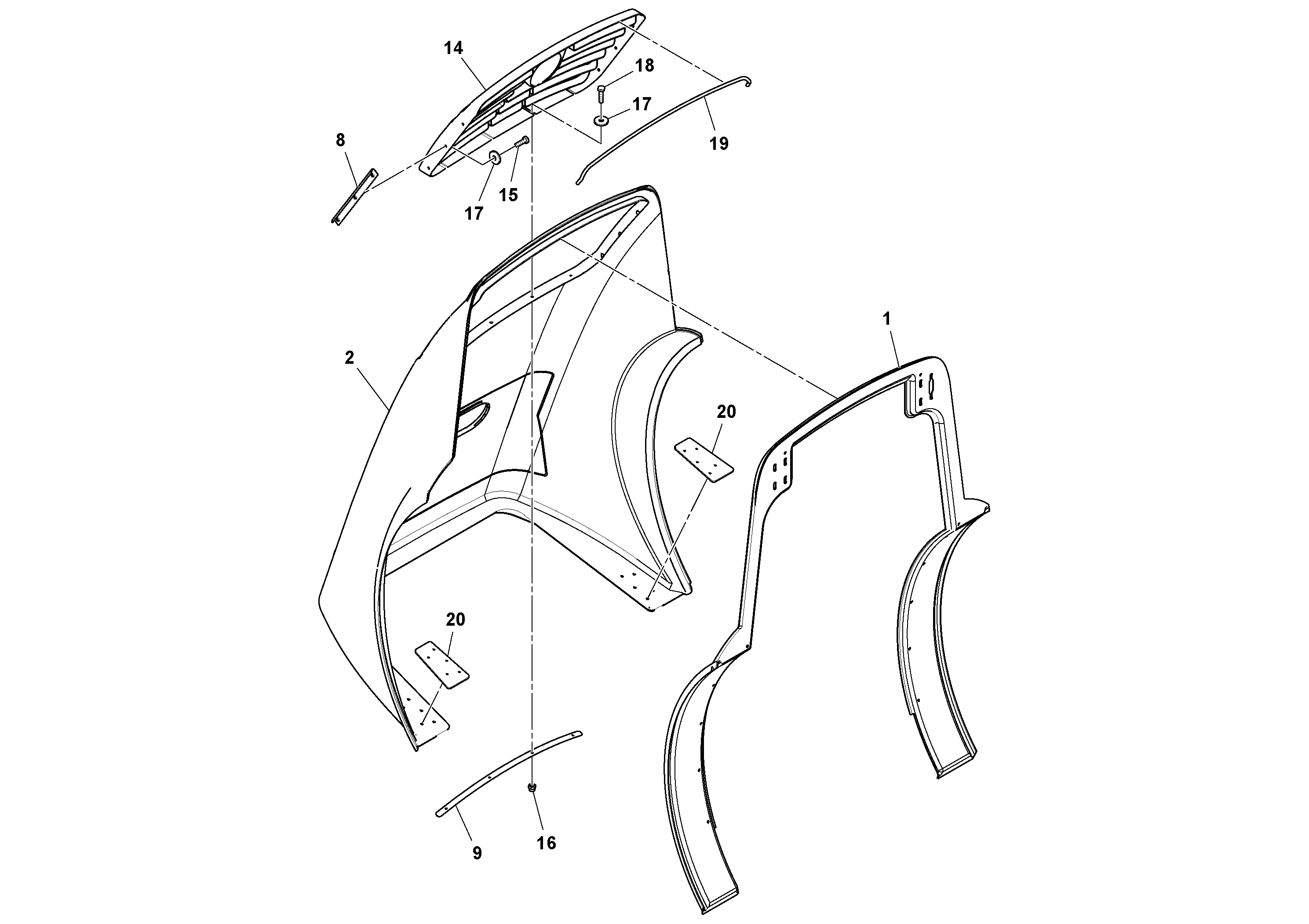 Схема запчастей Volvo SD116DX/SD116F S/N 197542 - - 66078 Hood Assembly 
