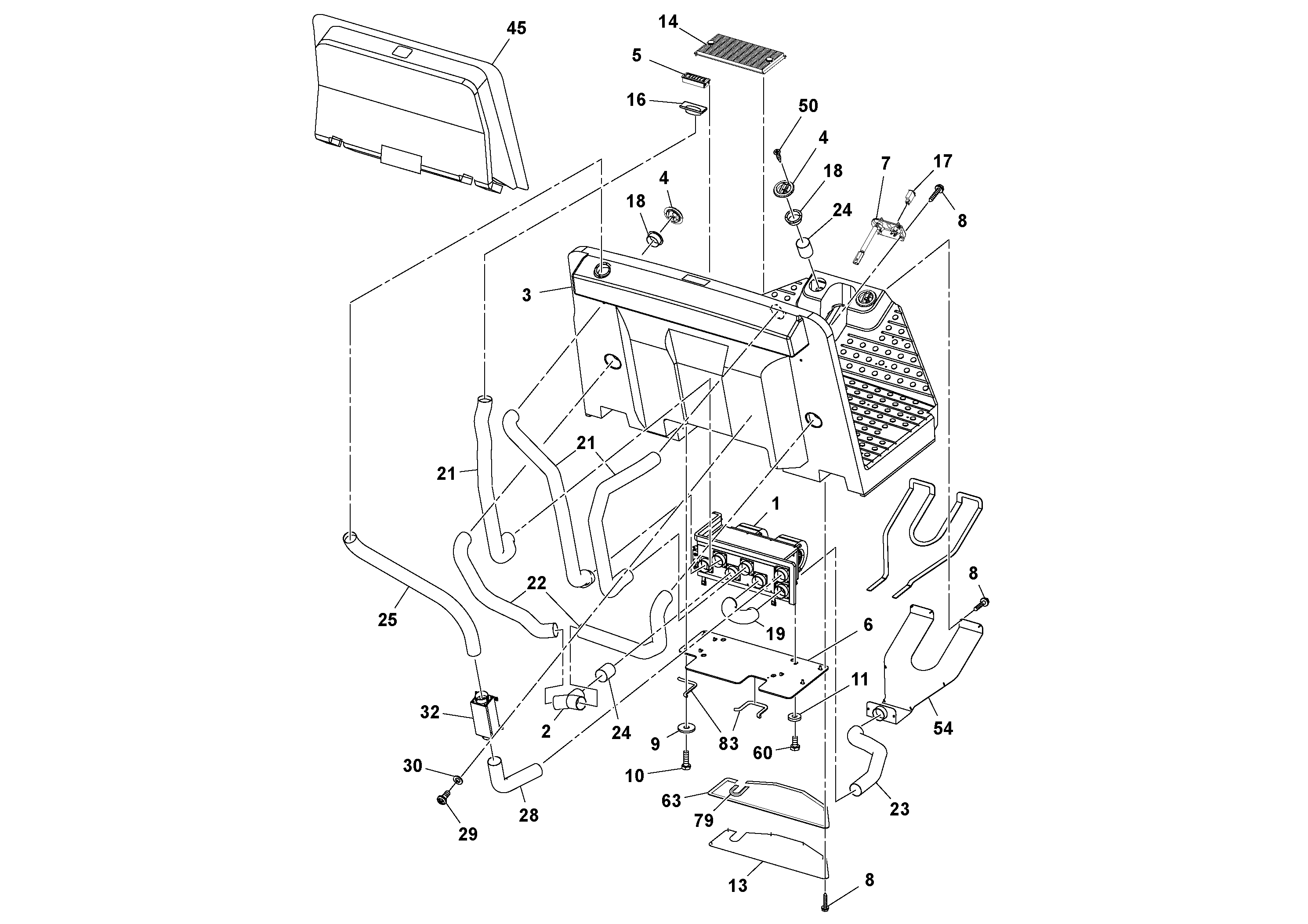 Схема запчастей Volvo SD116DX/SD116F S/N 197542 - - 106663 Heater Installation 