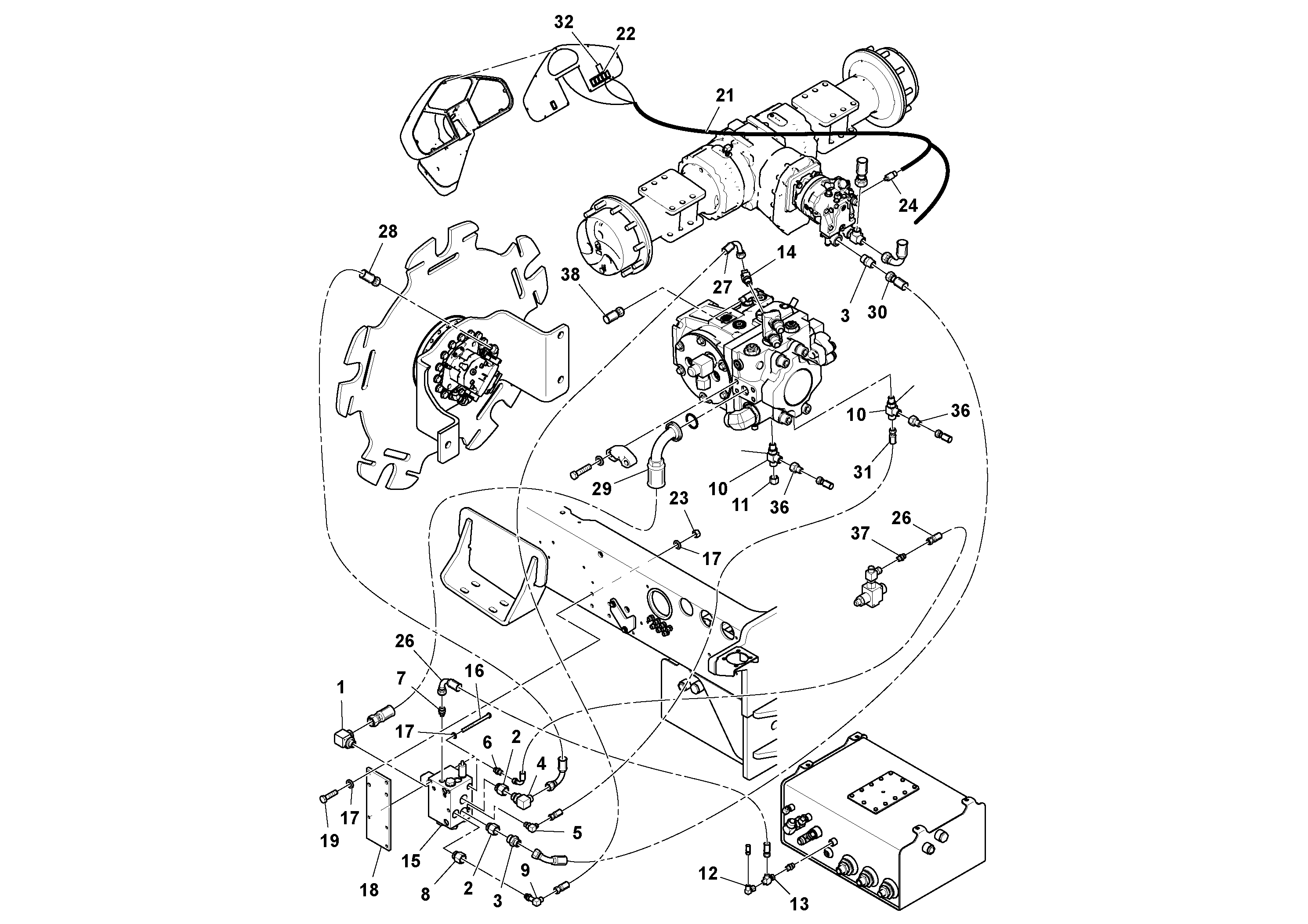 Схема запчастей Volvo SD116DX/SD116F S/N 197542 - - 103997 Flow Divider 