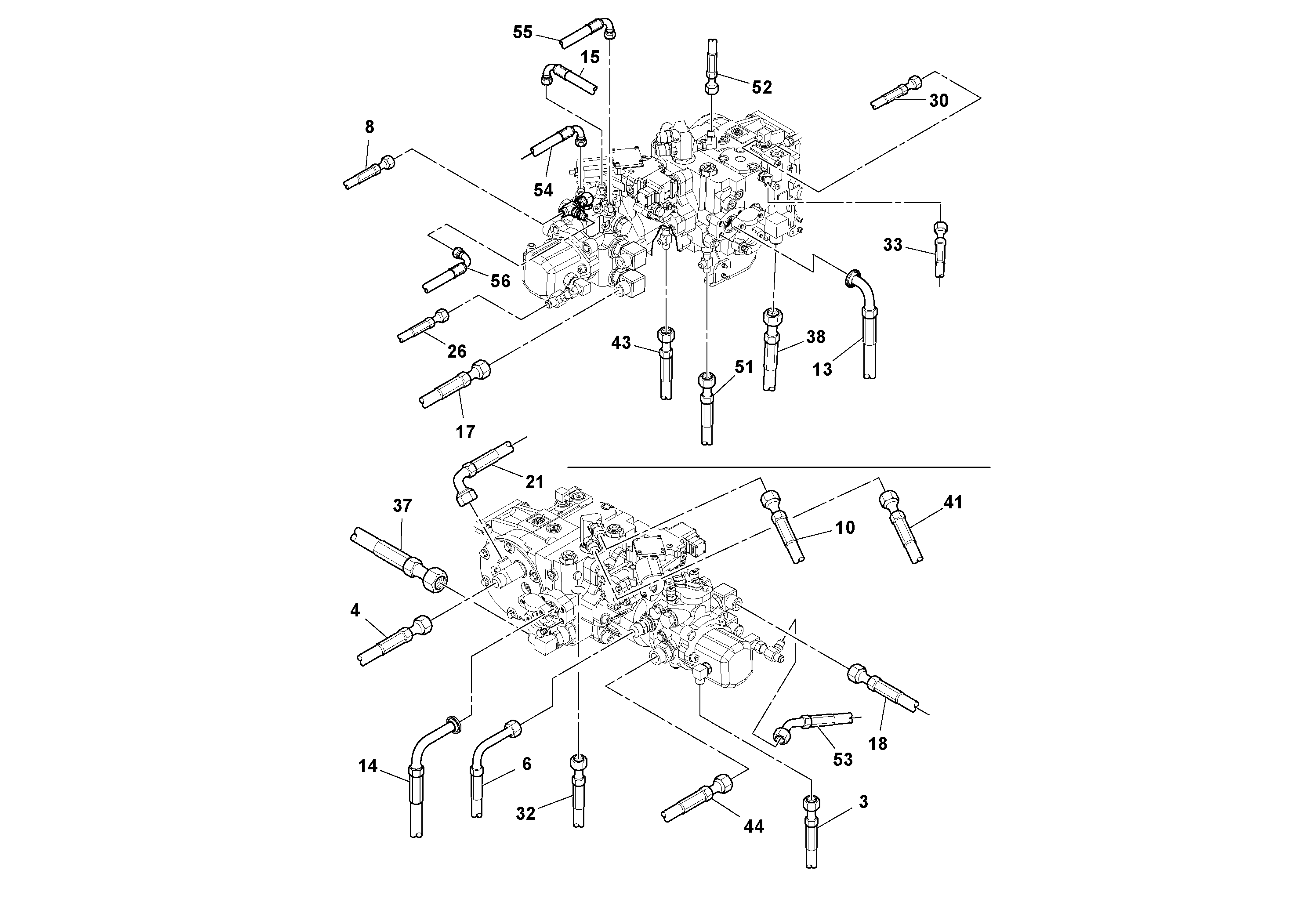 Схема запчастей Volvo SD116DX/SD116F S/N 197542 - - 47704 Hoses Installation 