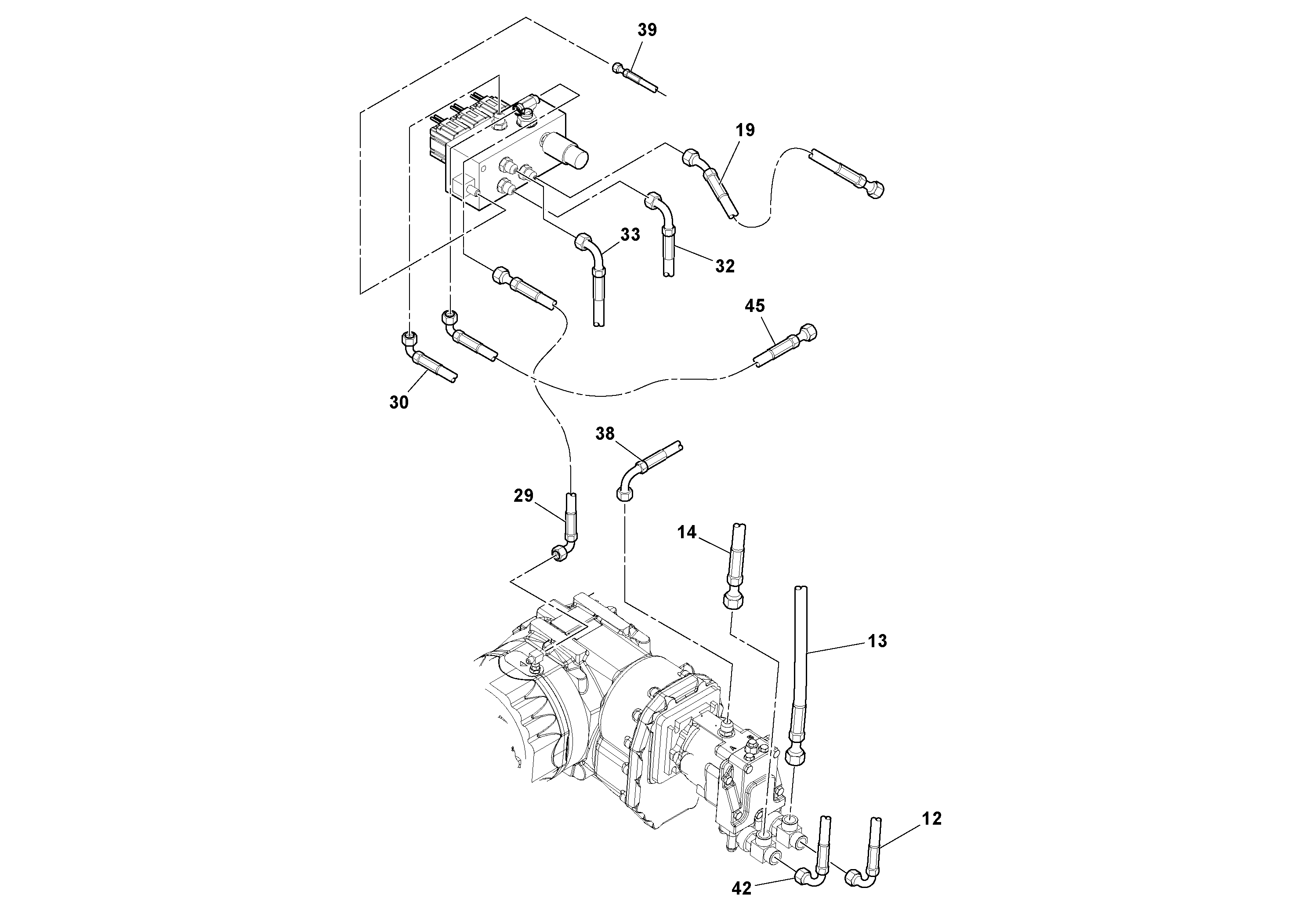 Схема запчастей Volvo SD116DX/SD116F S/N 197542 - - 47706 Hoses Installation 