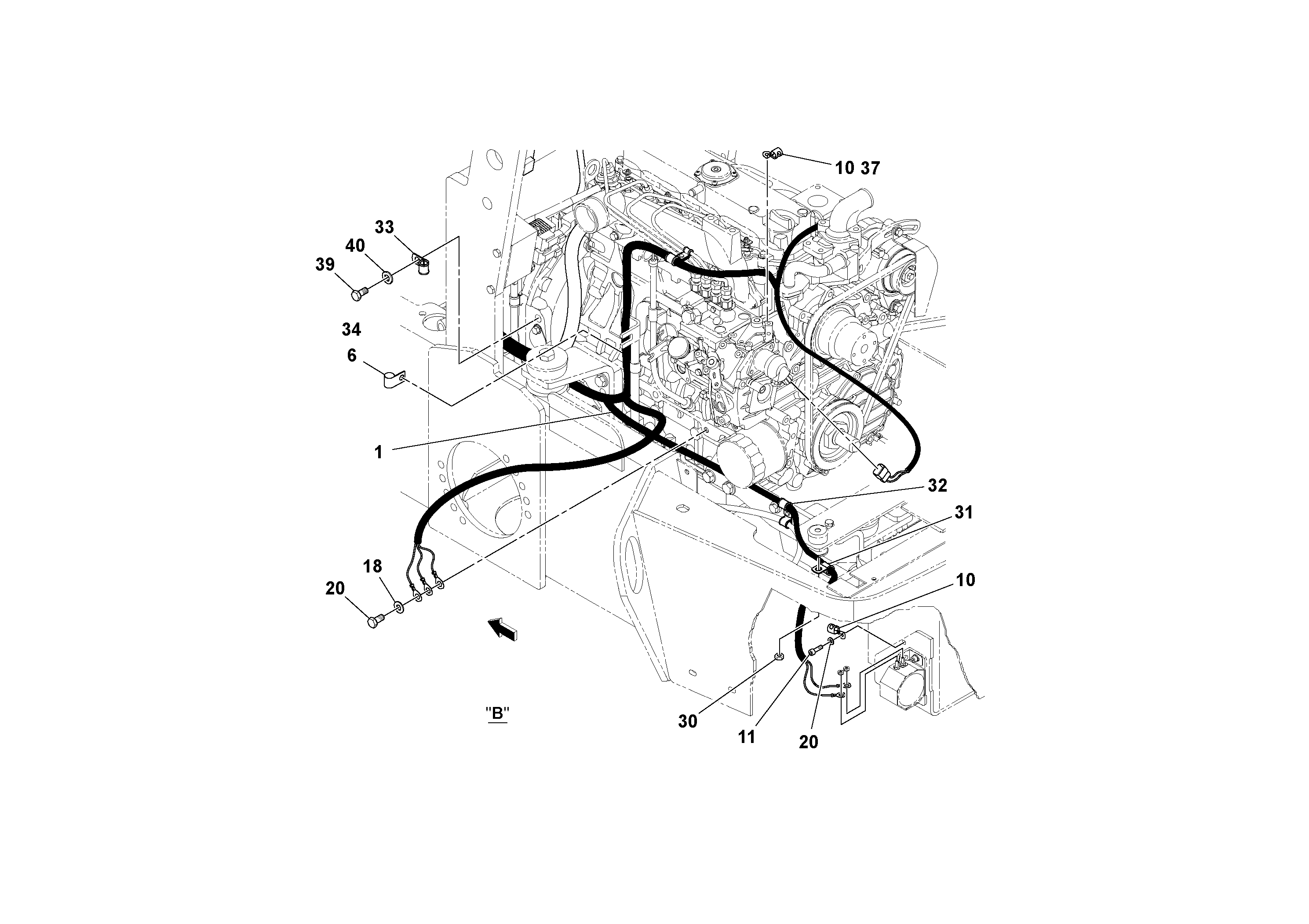 Схема запчастей Volvo SD25D/SD25F S/N 197379 - - 102964 Cable Harness Installation 