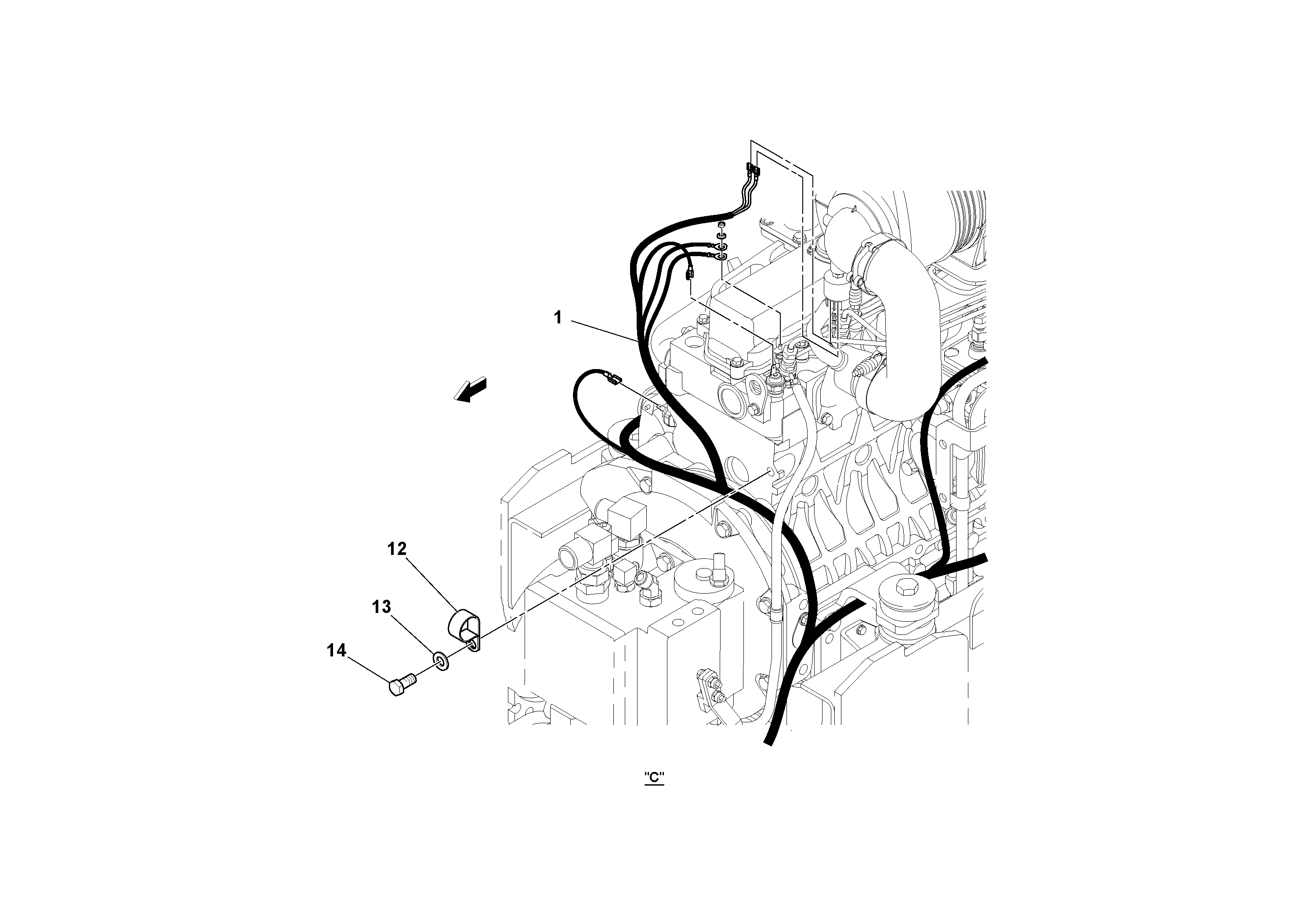 Схема запчастей Volvo SD25D/SD25F S/N 197379 - - 102969 Cable Harness Installation 