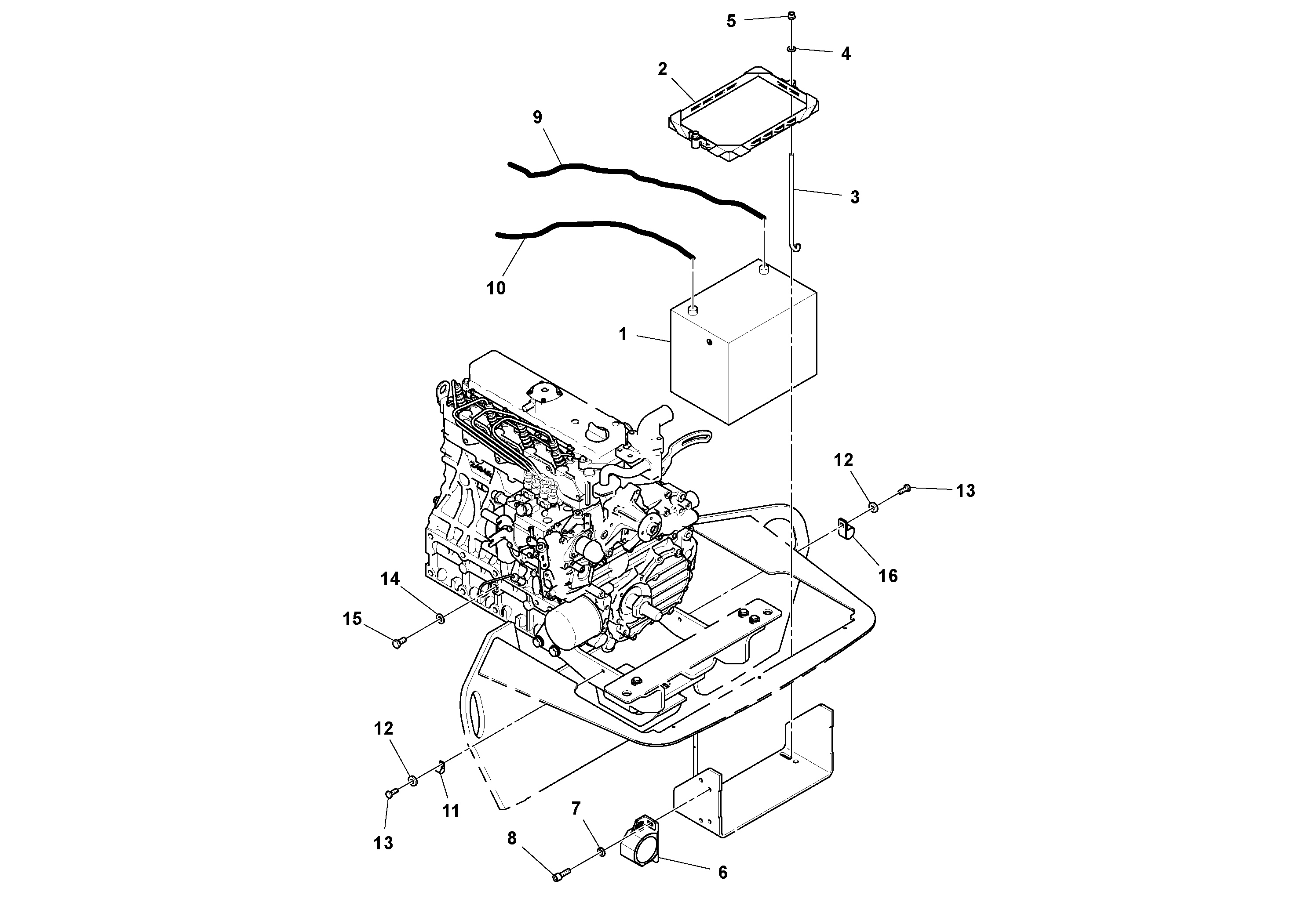 Схема запчастей Volvo SD25D/SD25F S/N 197379 - - 104038 Battery installation 