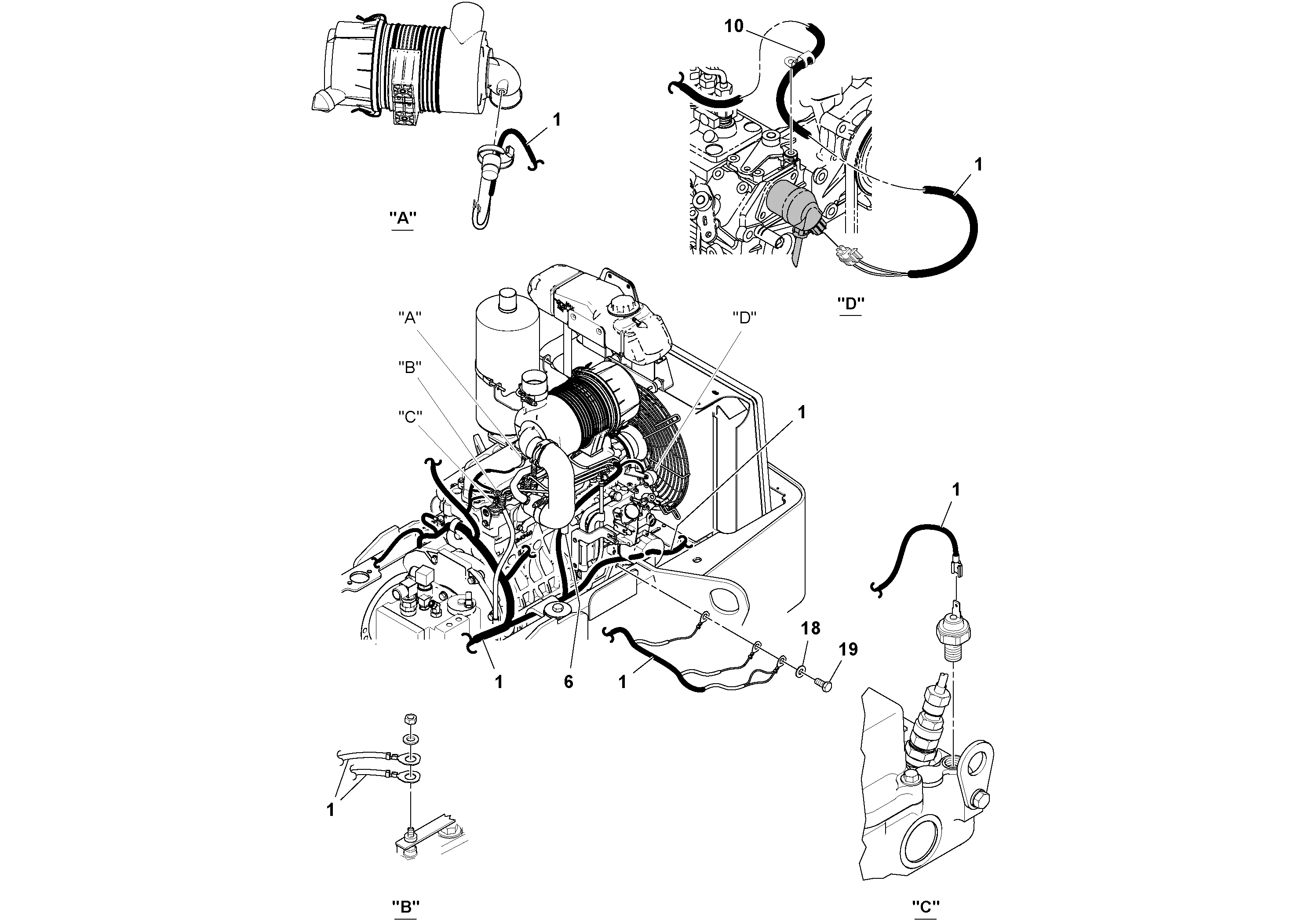 Схема запчастей Volvo SD25D/SD25F S/N 197379 - - 72820 Cable Harness Installation 