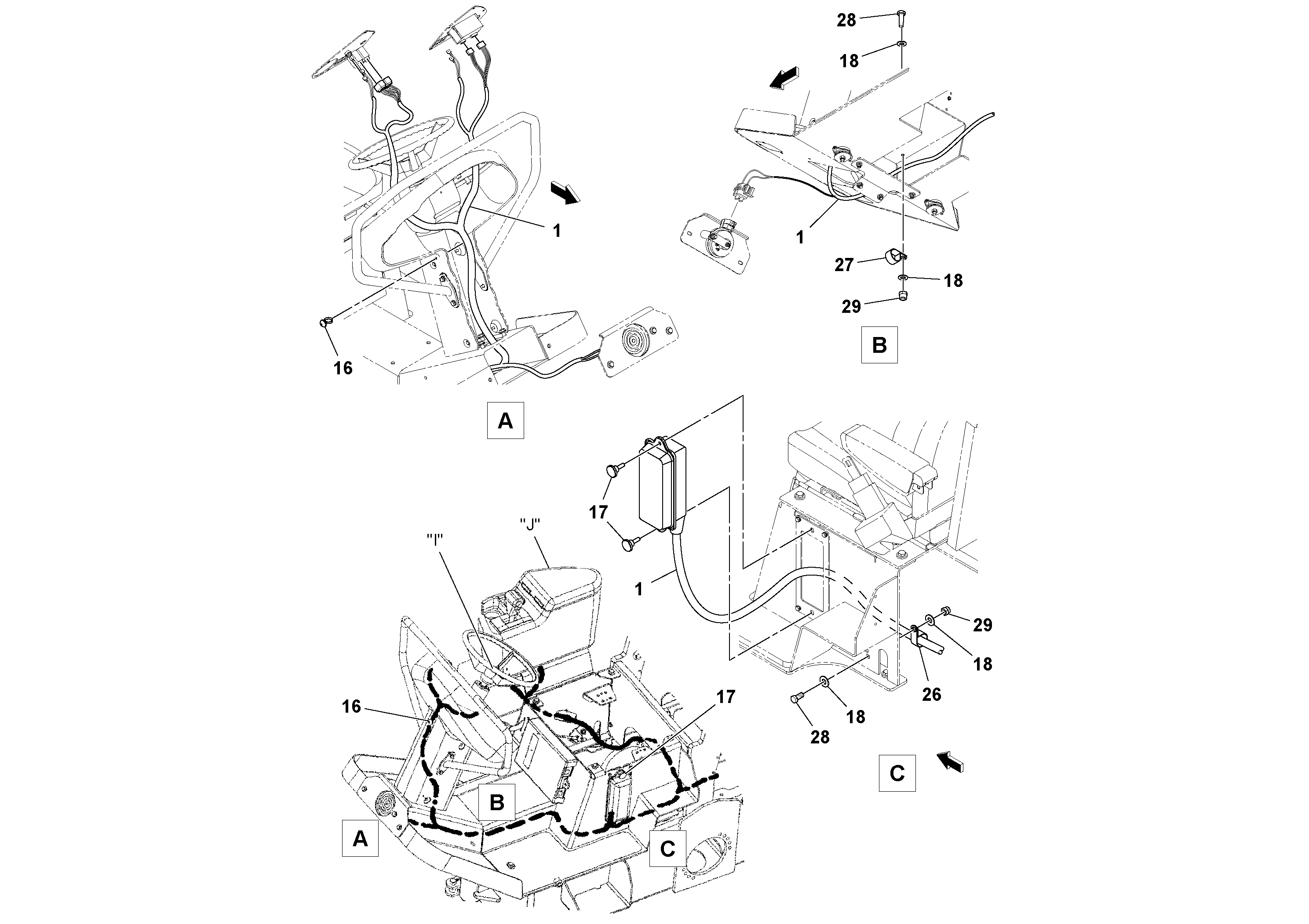 Схема запчастей Volvo SD25D/SD25F S/N 197379 - - 76134 Cable Harness Installation 