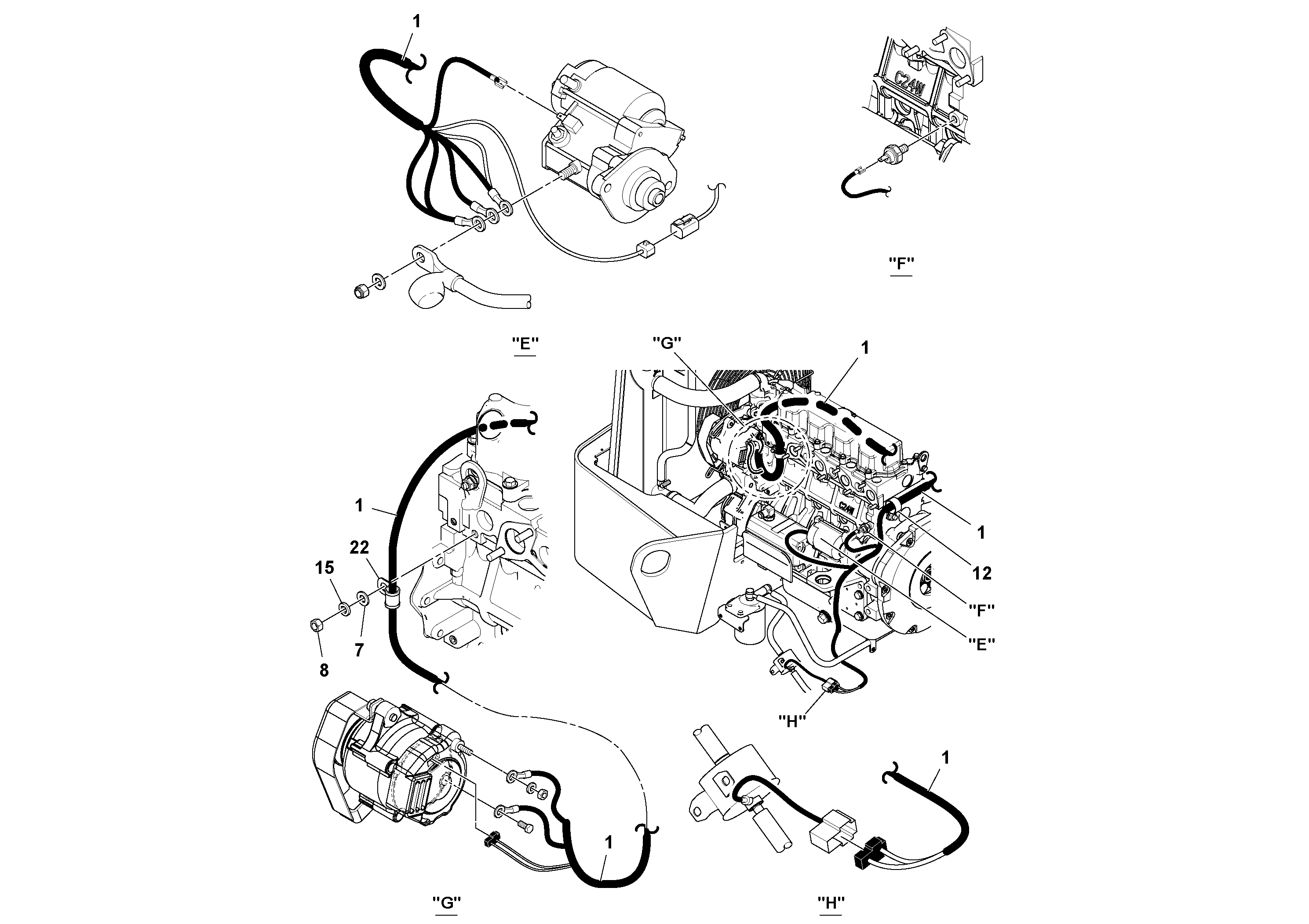 Схема запчастей Volvo SD25D/SD25F S/N 197379 - - 76454 Cable Harness Installation 