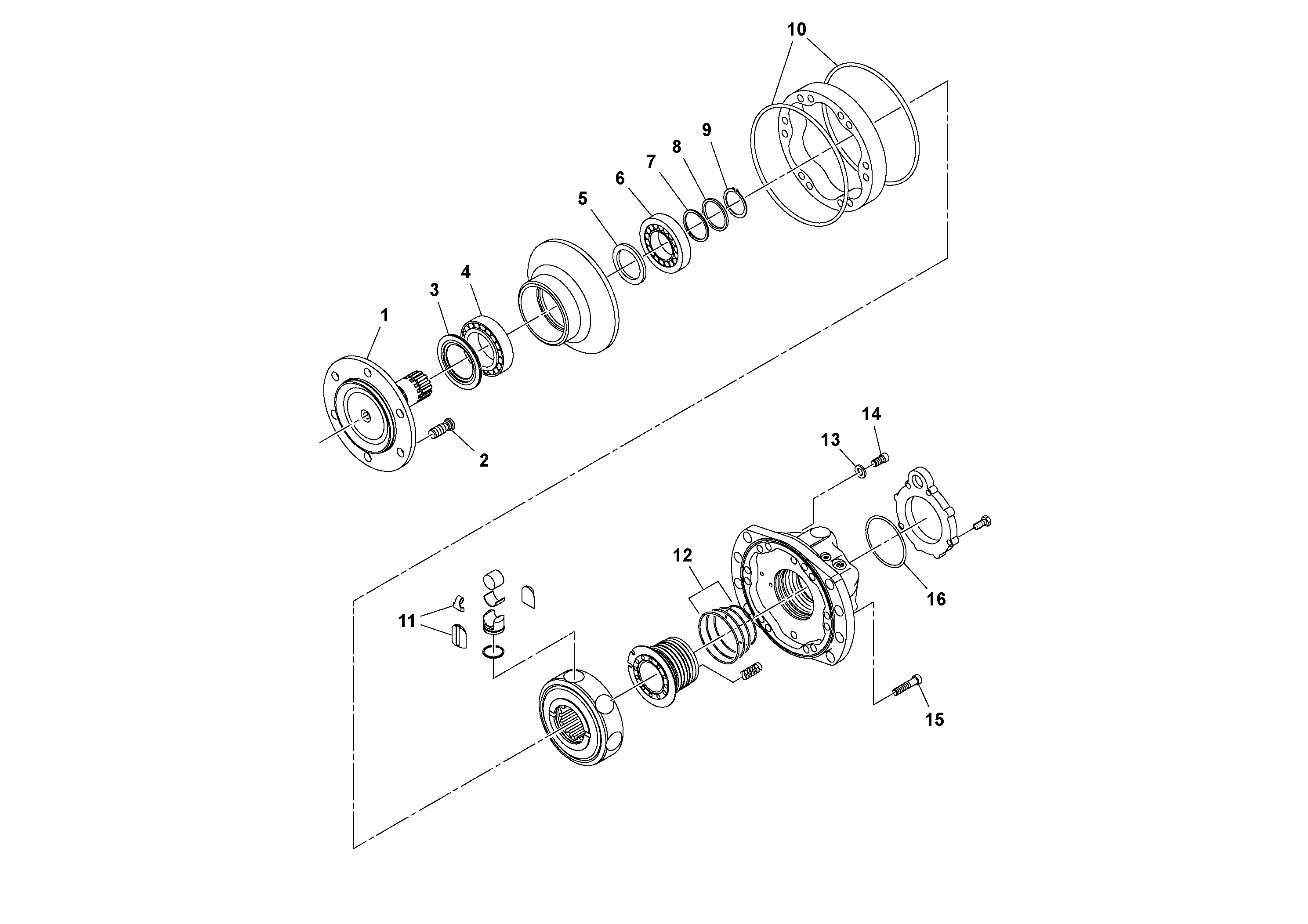 Схема запчастей Volvo SD25D/SD25F S/N 197379 - - 74713 Drum Drive Motor 