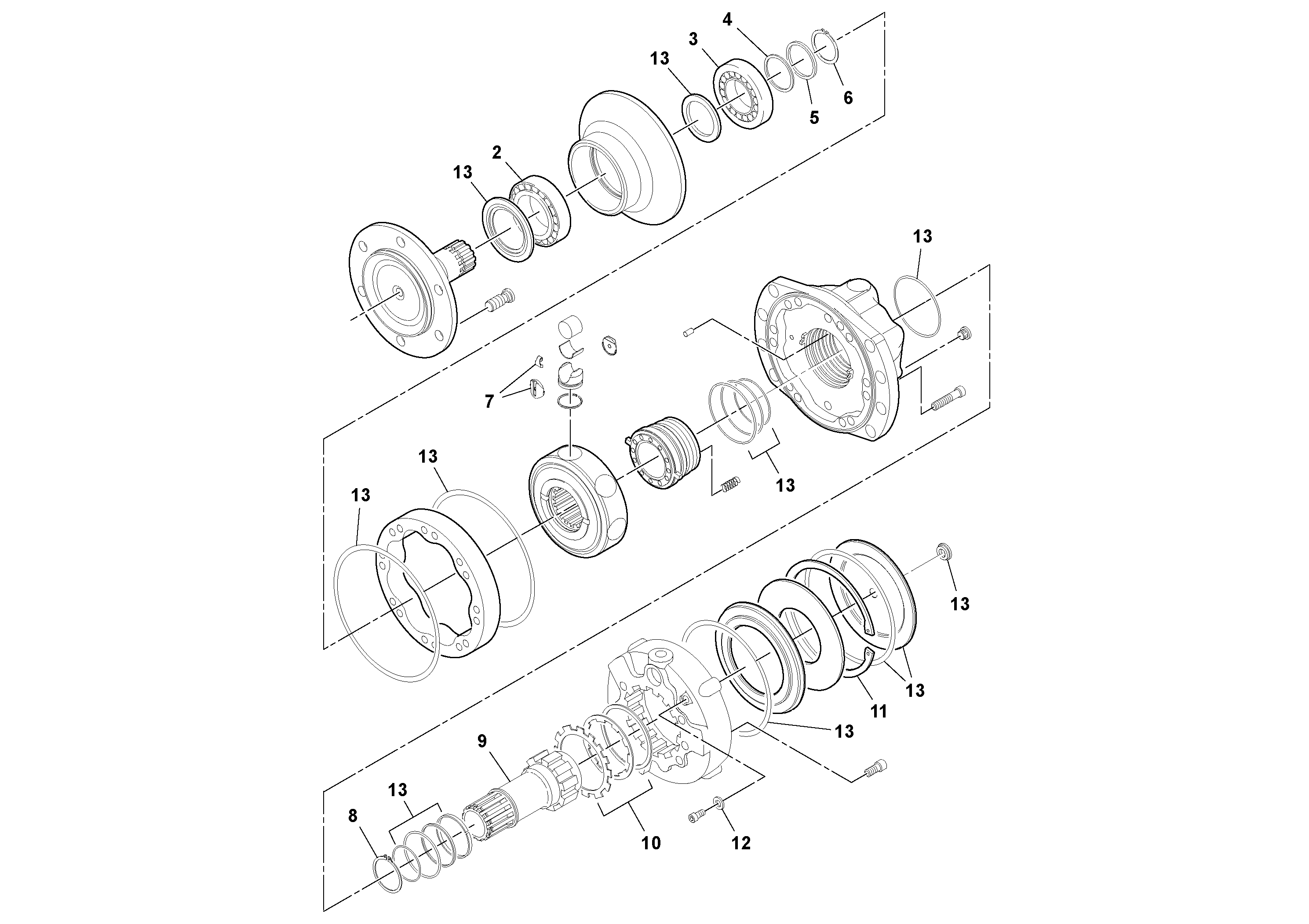 Схема запчастей Volvo SD25D/SD25F S/N 197379 - - 76955 Drive Motor 