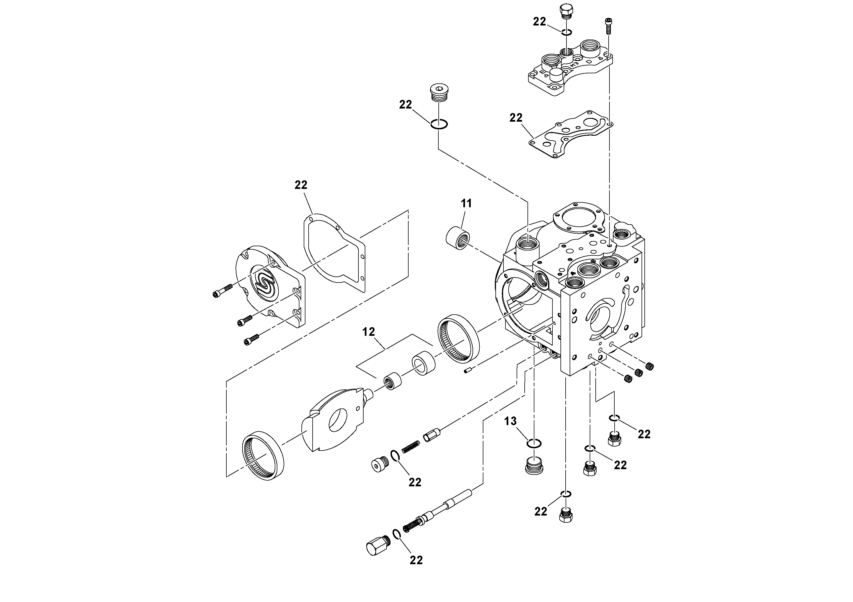 Схема запчастей Volvo SD25D/SD25F S/N 197379 - - 73281 Propulsion Pump 
