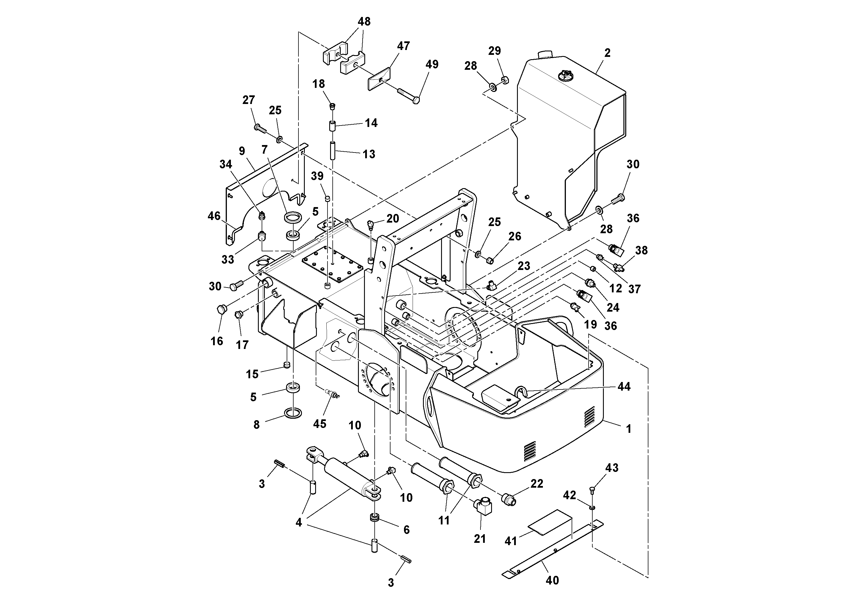 Схема запчастей Volvo SD25D/SD25F S/N 197379 - - 102259 Rear Frame Installation 