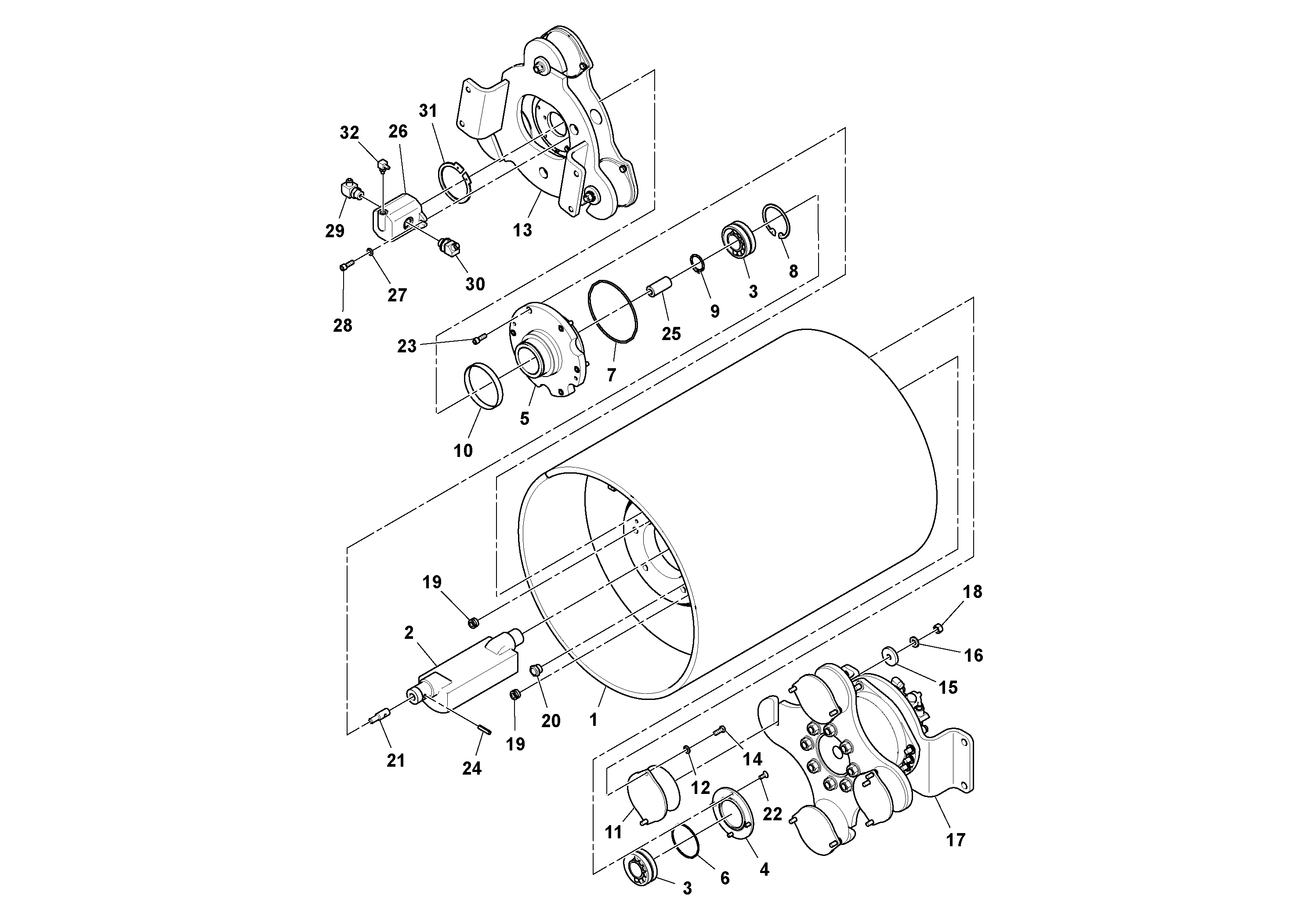 Схема запчастей Volvo SD25D/SD25F S/N 197379 - - 76191 Drum Assembly 