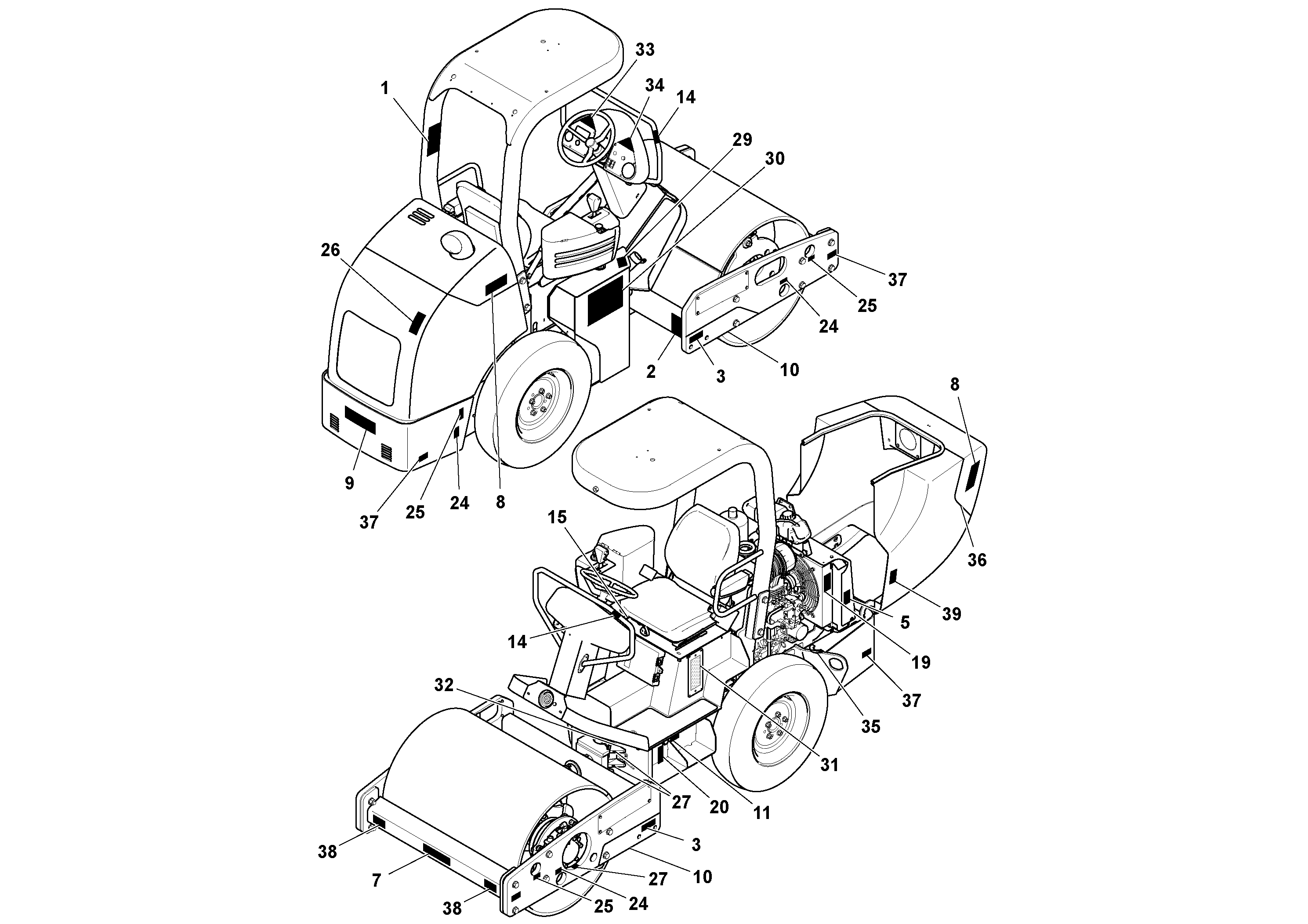 Схема запчастей Volvo SD25D/SD25F S/N 197379 - - 76387 Decal Installation 