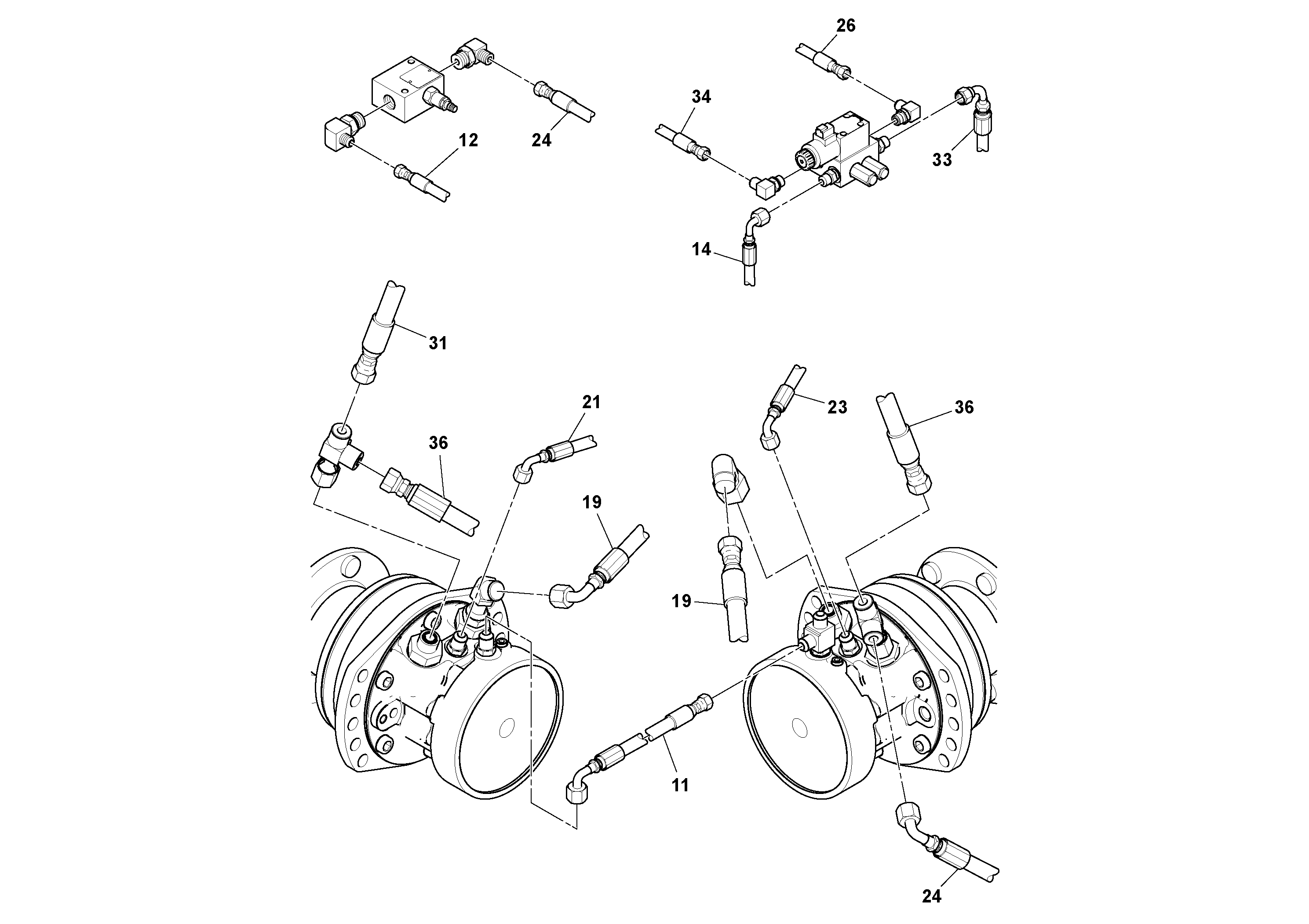 Схема запчастей Volvo SD25D/SD25F S/N 197379 - - 72582 Rear Frame Hoses Installation 