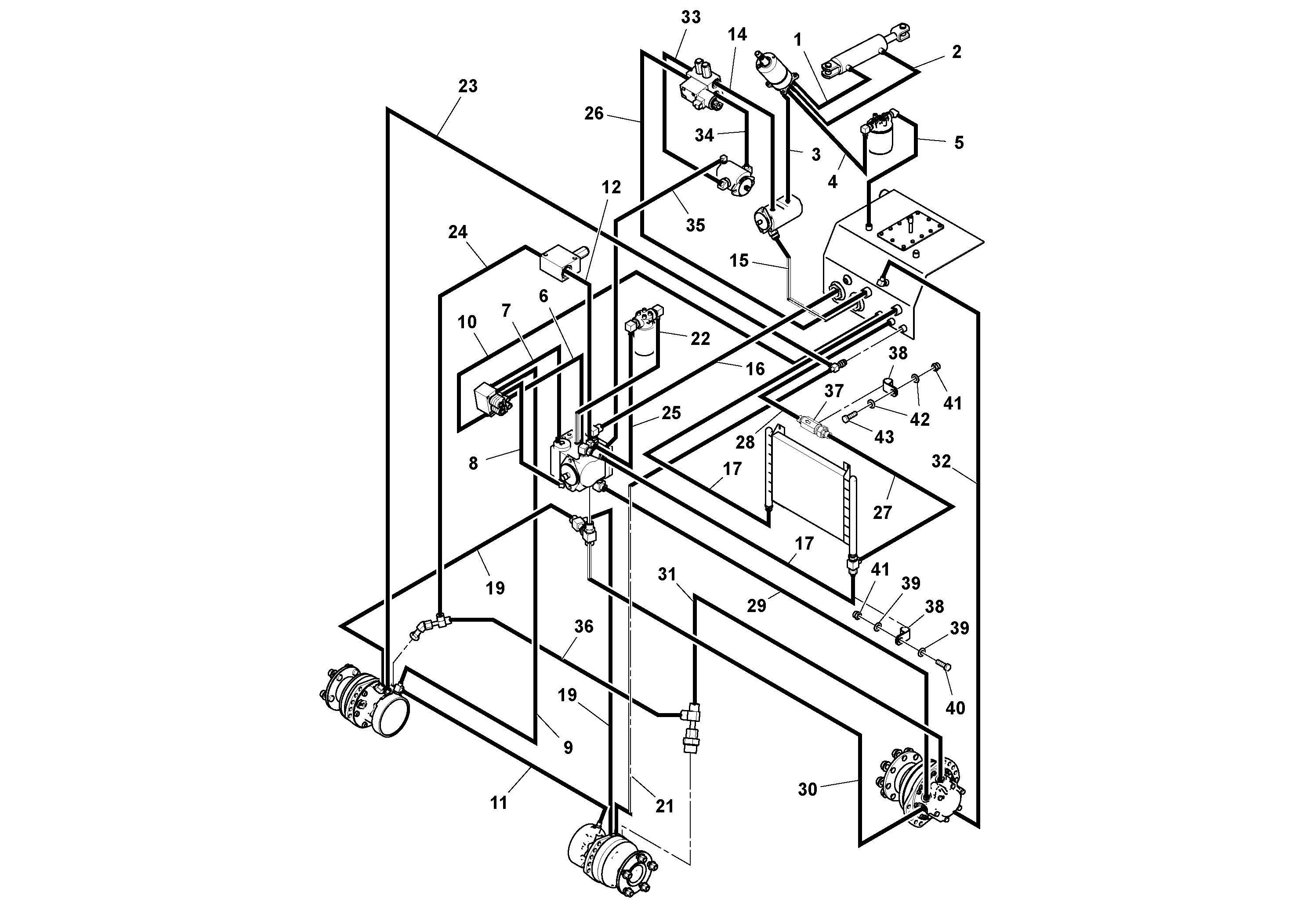 Схема запчастей Volvo SD25D/SD25F S/N 197379 - - 72900 Rear Frame Hoses Installation 