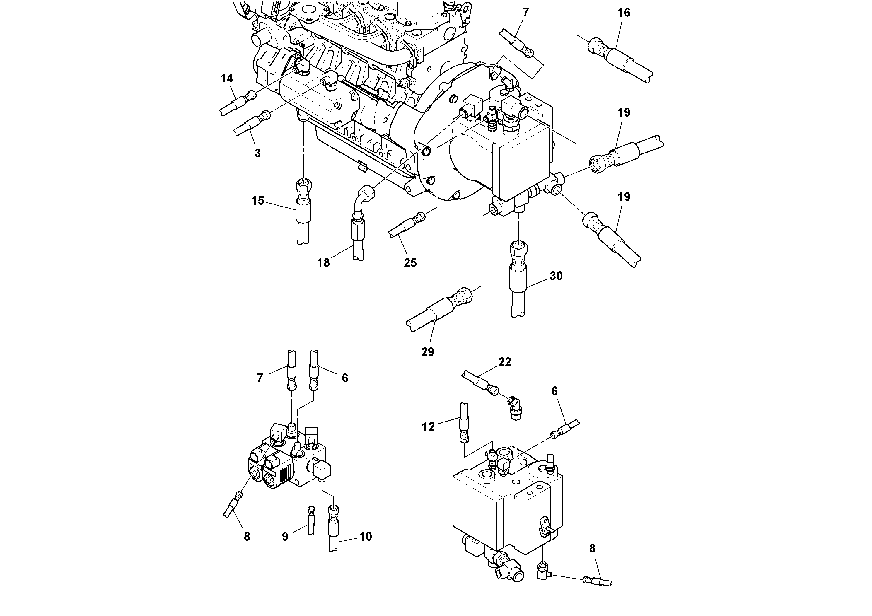 Схема запчастей Volvo SD25D/SD25F S/N 197379 - - 76375 Rear Frame Hoses Installation 