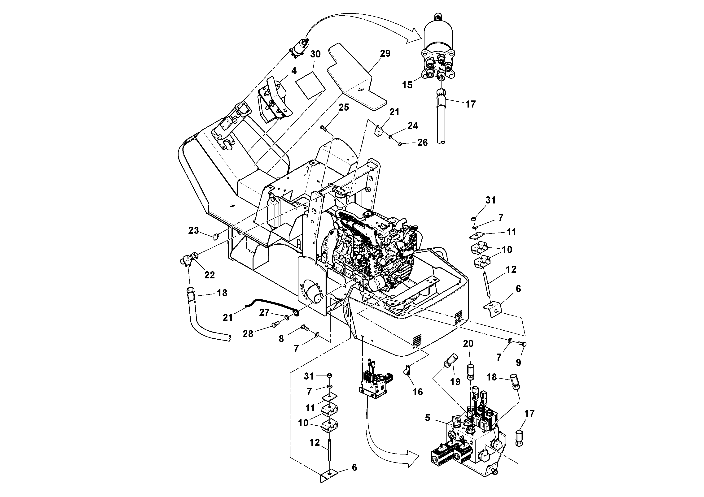 Схема запчастей Volvo SD25D/SD25F S/N 197379 - - 100023 Two-way Blade Installation 