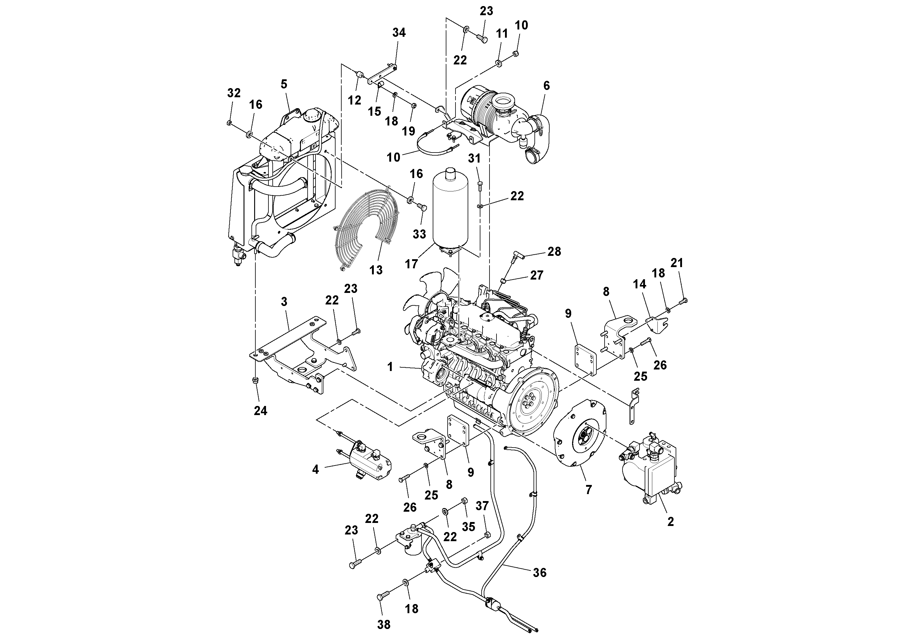 Схема запчастей Volvo SD25D/SD25F S/N 197379 - - 106714 Двигатель в сборе 