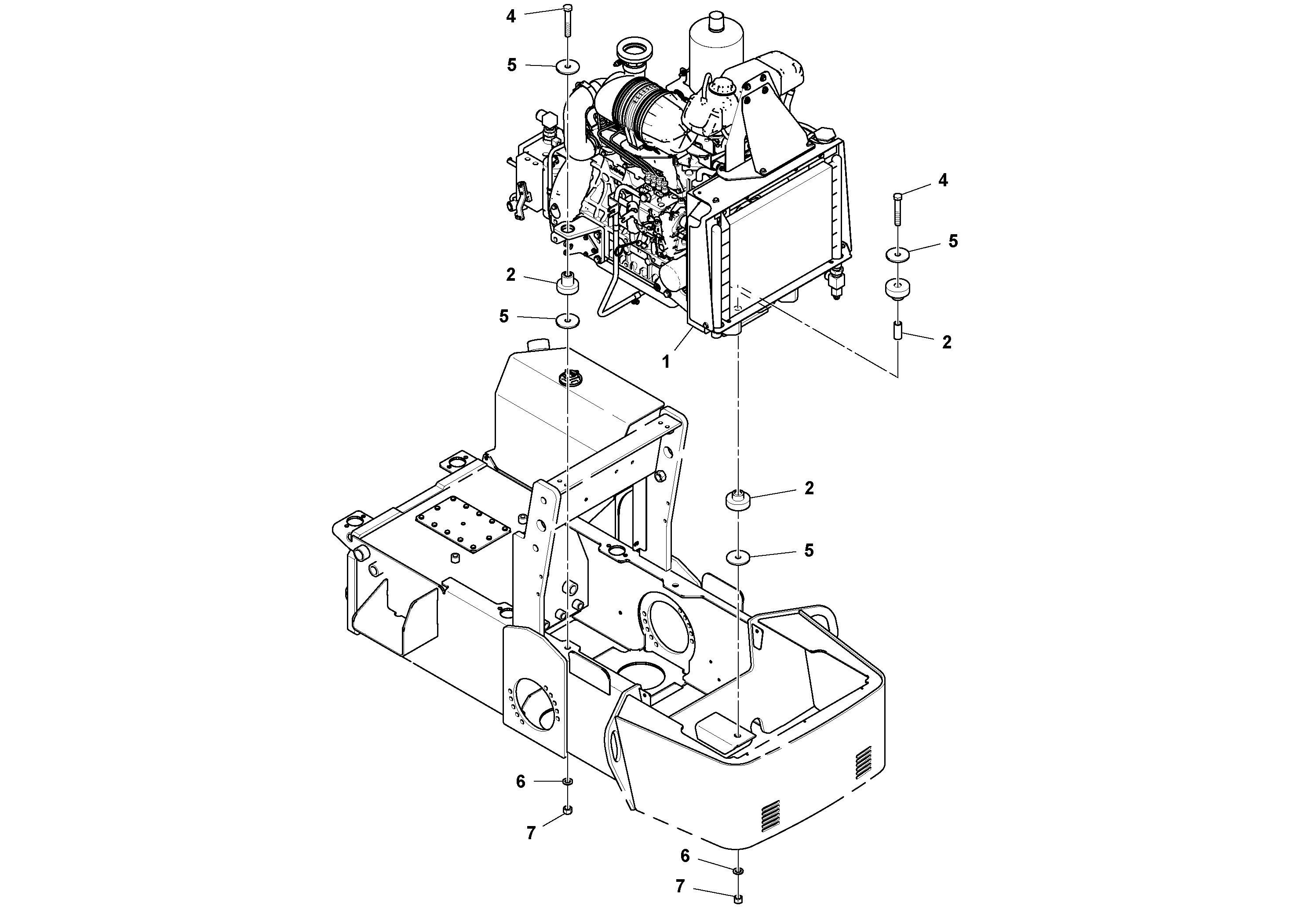 Схема запчастей Volvo SD25D/SD25F S/N 197379 - - 75781 Engine Installation 
