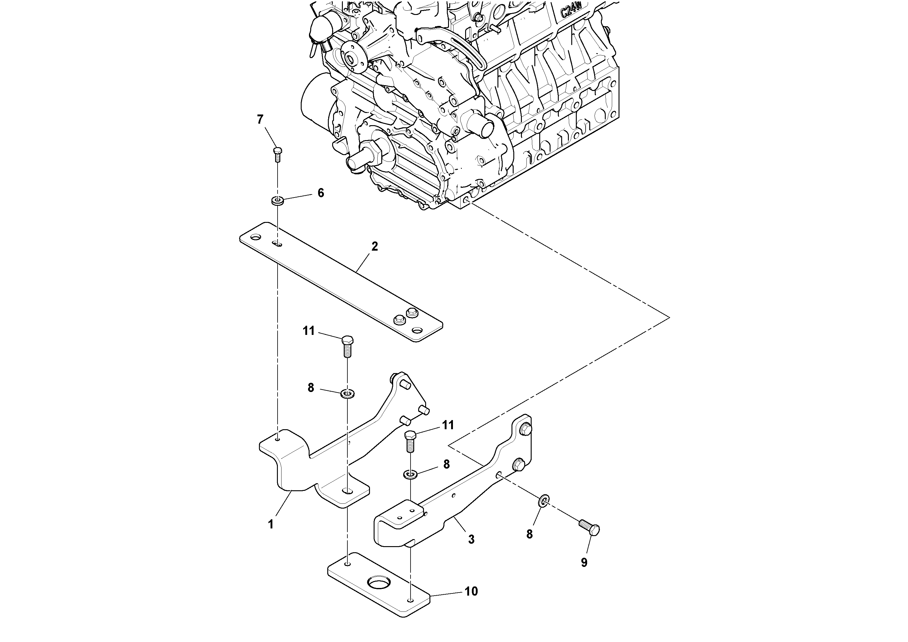 Схема запчастей Volvo SD25D/SD25F S/N 197379 - - 106732 Radiator/Engine Mounts Installation 