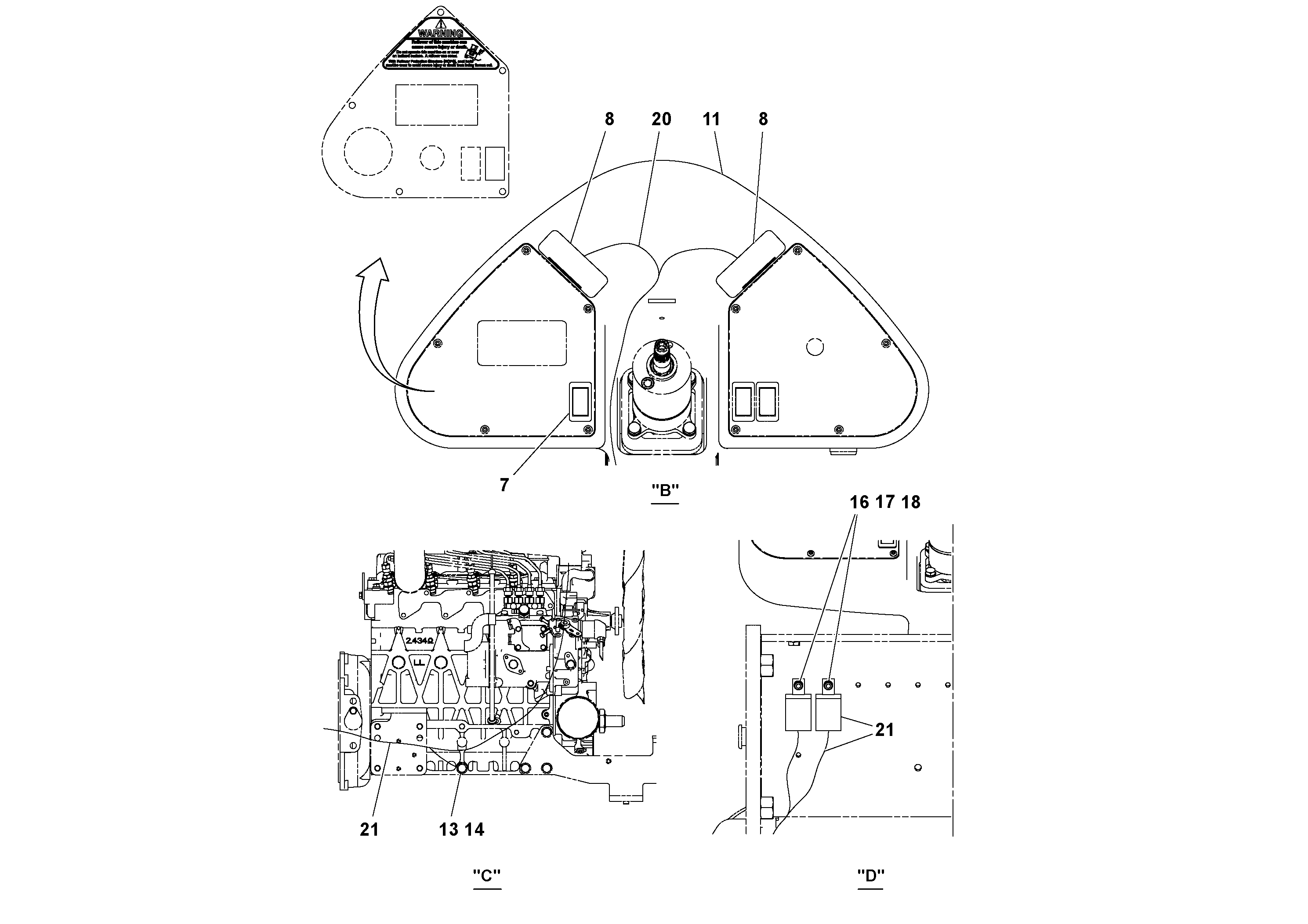 Схема запчастей Volvo SD25D/SD25F S/N 197379 - - 100011 Work lights Installation 