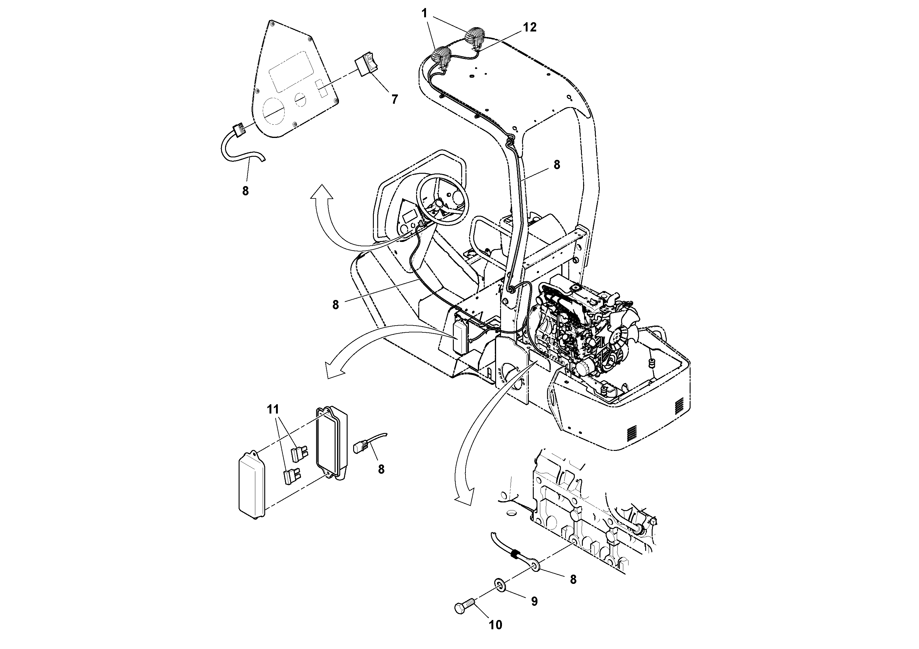 Схема запчастей Volvo SD25D/SD25F S/N 197379 - - 106369 Work lights Installation 