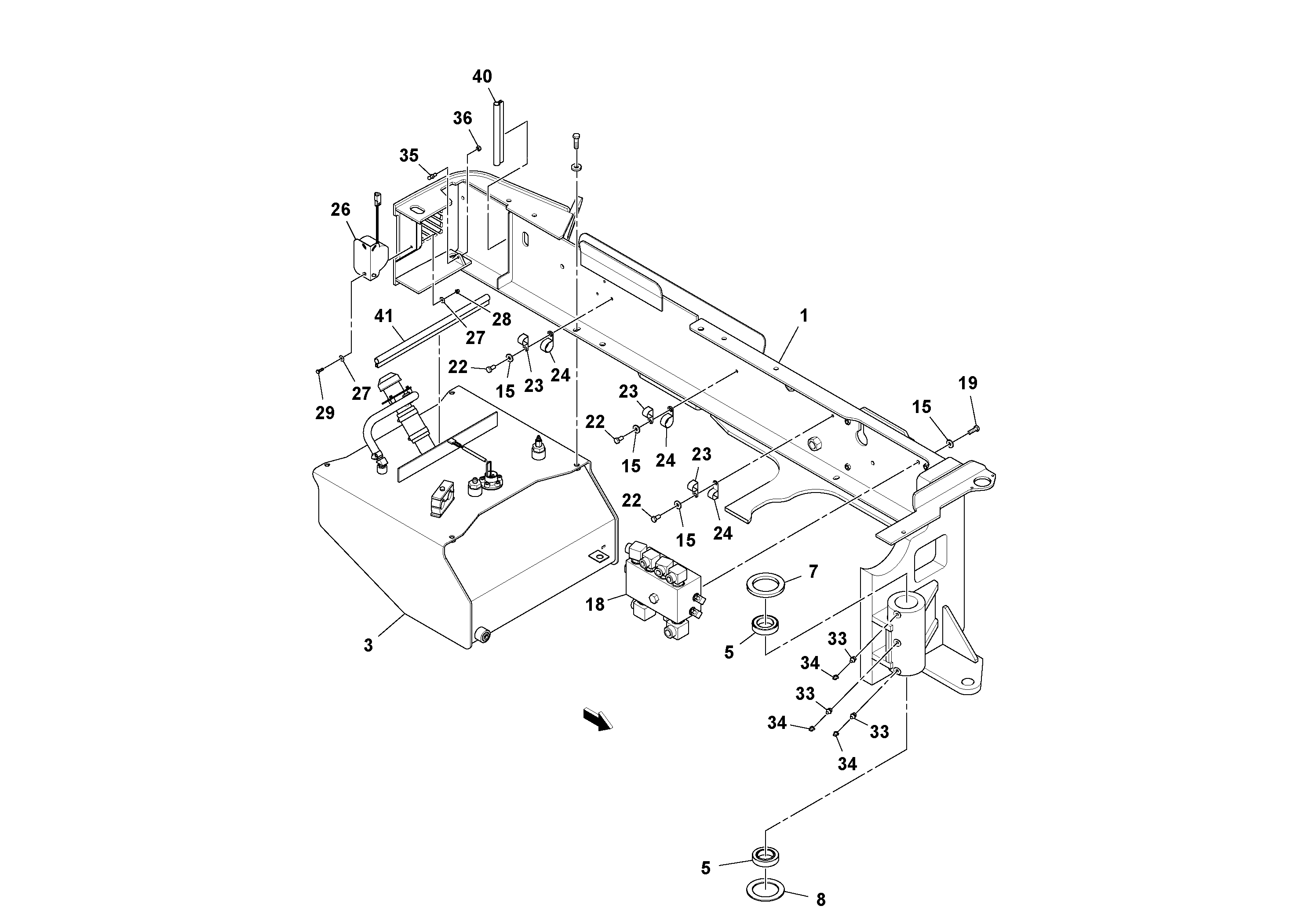 Схема запчастей Volvo SD45D/SD45F S/N 197409 - - 94006 Rear Frame Installation 