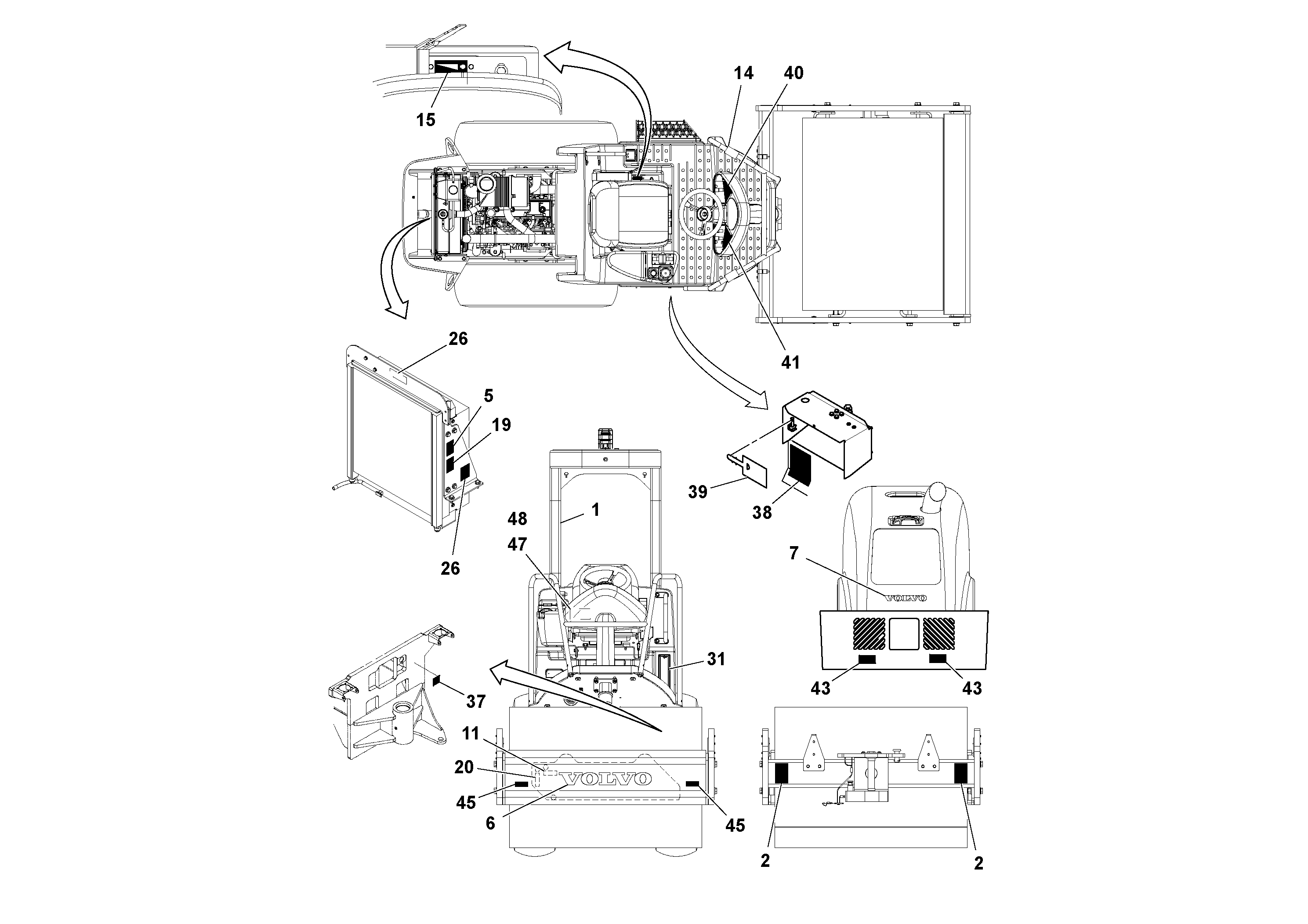 Схема запчастей Volvo SD45D/SD45F S/N 197409 - - 80240 Decal Installation 