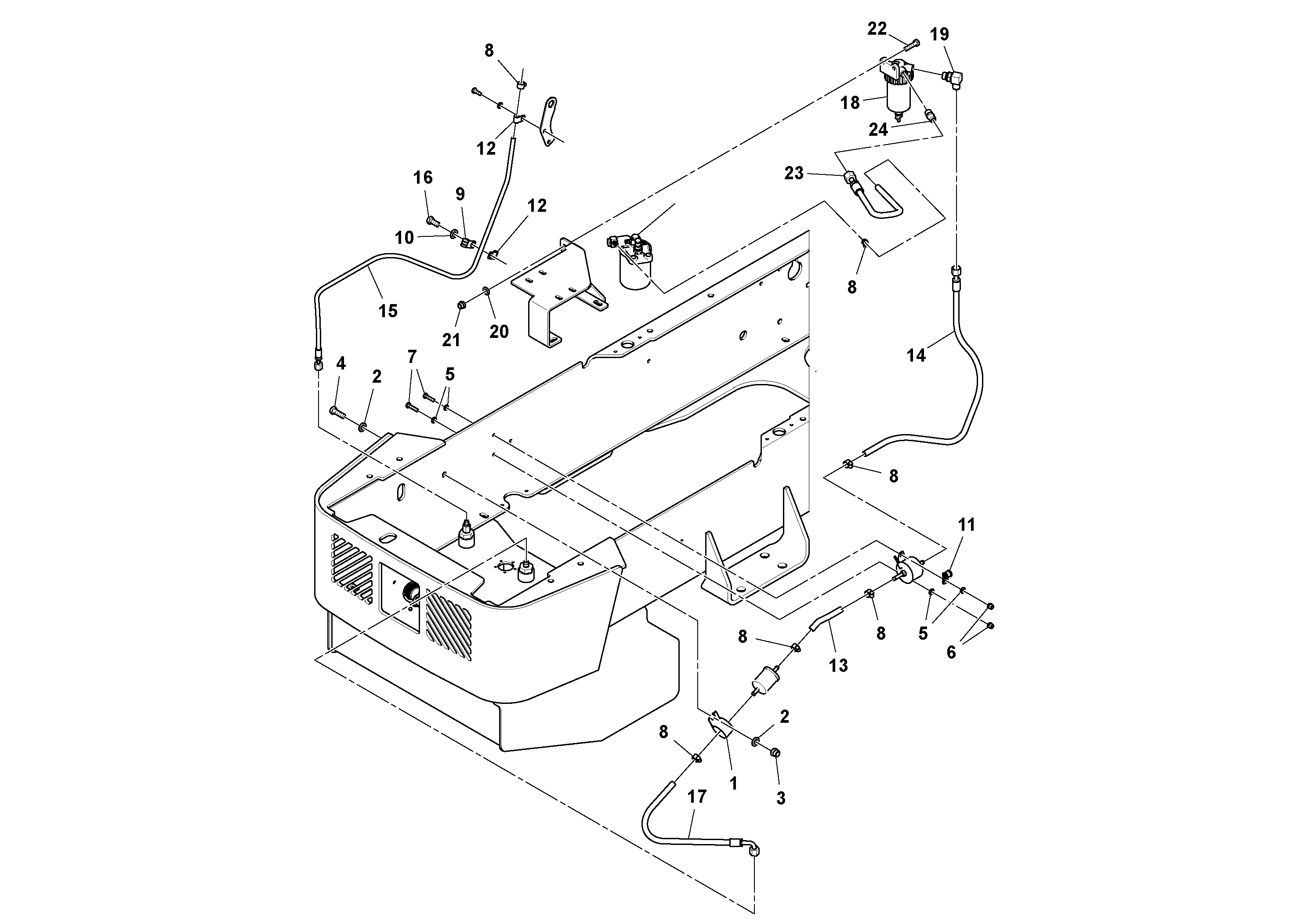 Схема запчастей Volvo SD45D/SD45F S/N 197409 - - 106296 Fuel Line Installation 