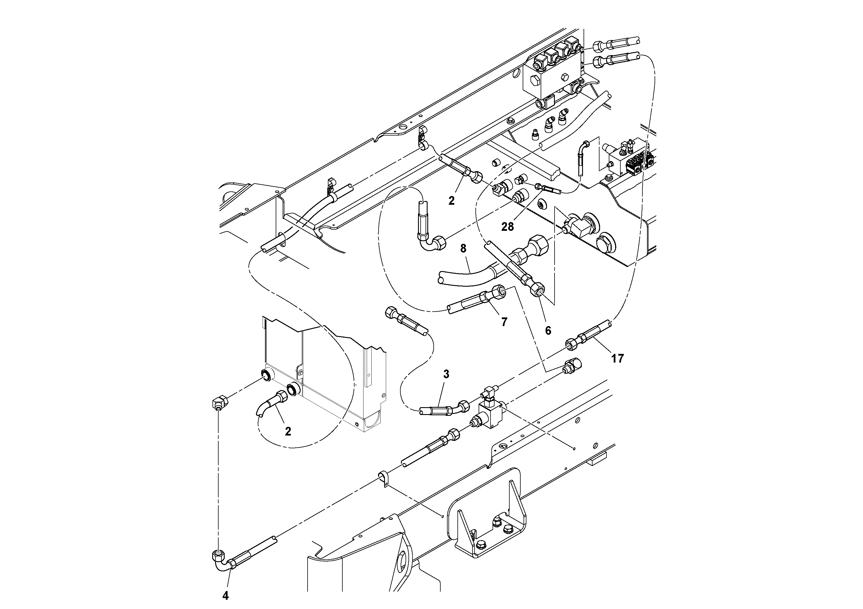 Схема запчастей Volvo SD45D/SD45F S/N 197409 - - 39935 Hoses Installation 