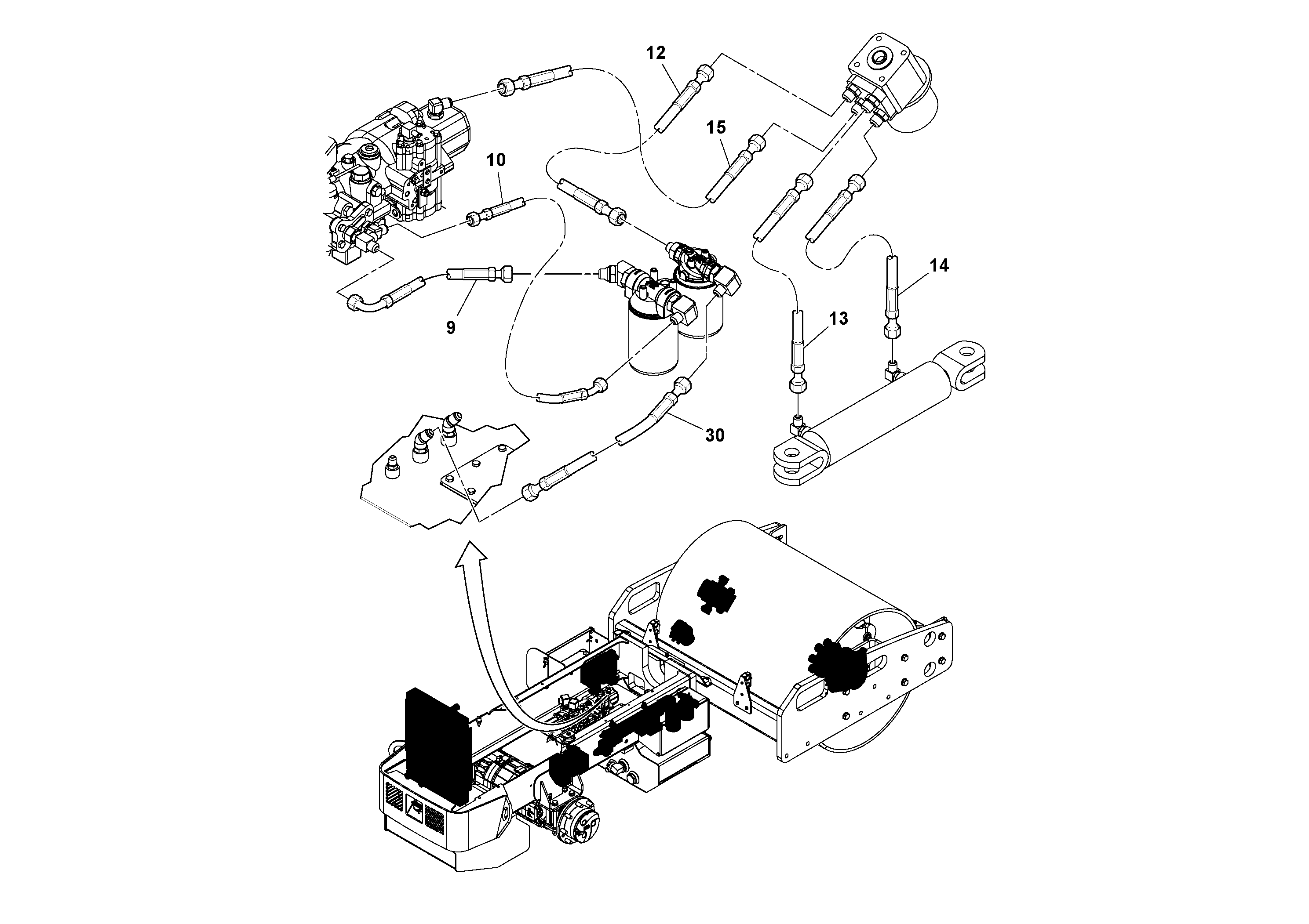 Схема запчастей Volvo SD45D/SD45F S/N 197409 - - 39944 Hoses Installation 