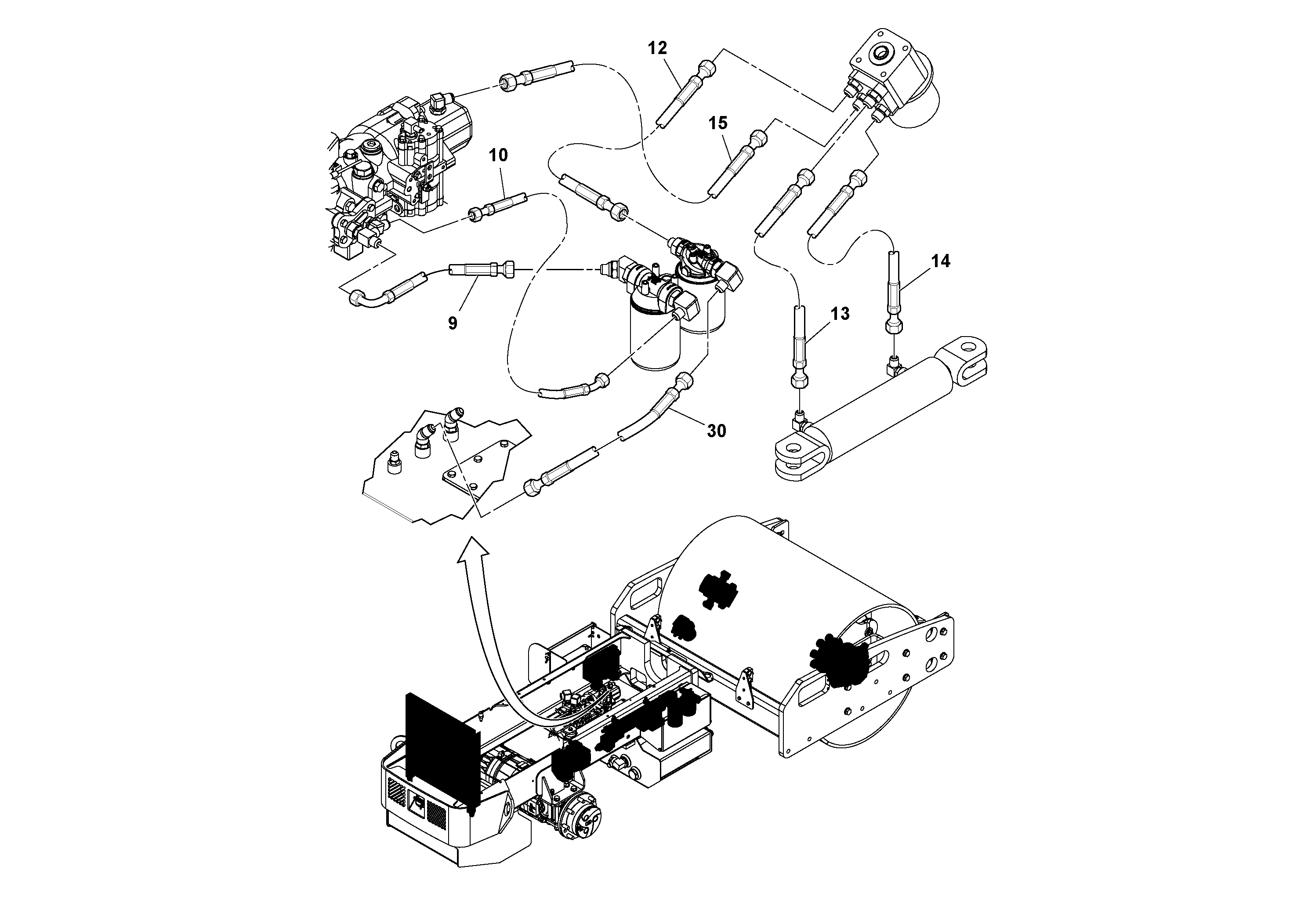 Схема запчастей Volvo SD45D/SD45F S/N 197409 - - 52445 Hoses Installation 