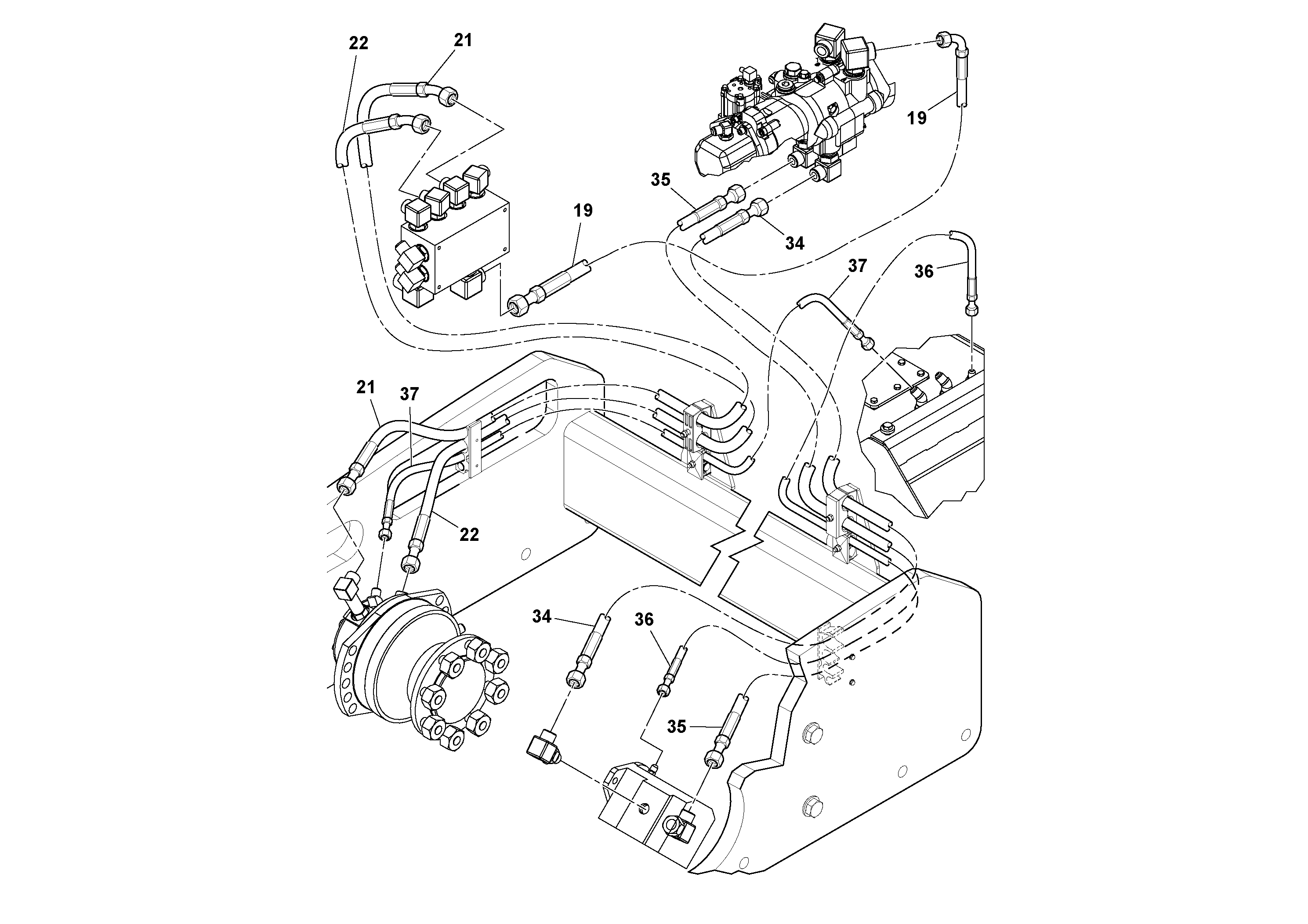 Схема запчастей Volvo SD45D/SD45F S/N 197409 - - 54925 Hoses Installation 