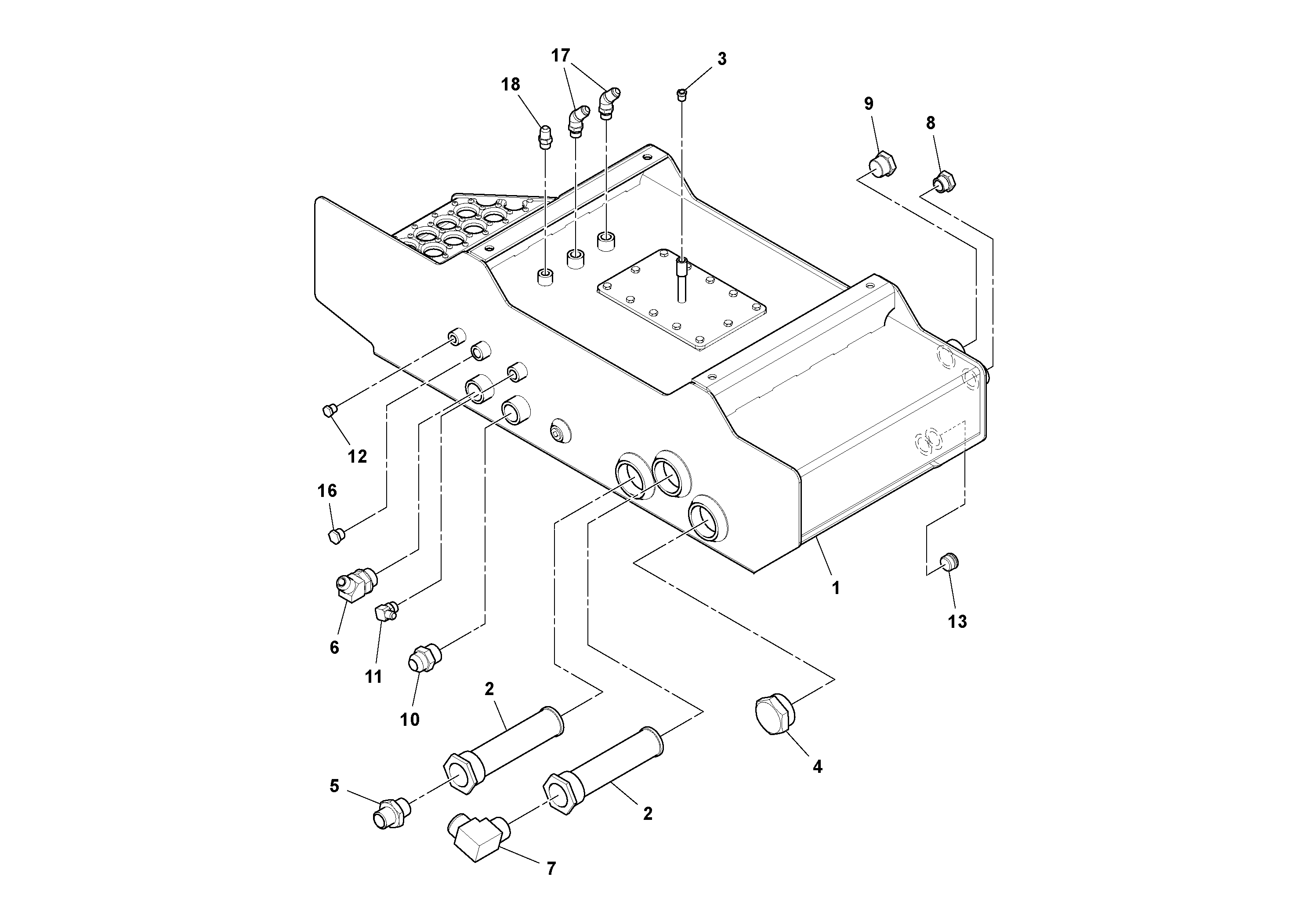 Схема запчастей Volvo SD45D/SD45F S/N 197409 - - 55805 Hydraulic Tank Assembly 