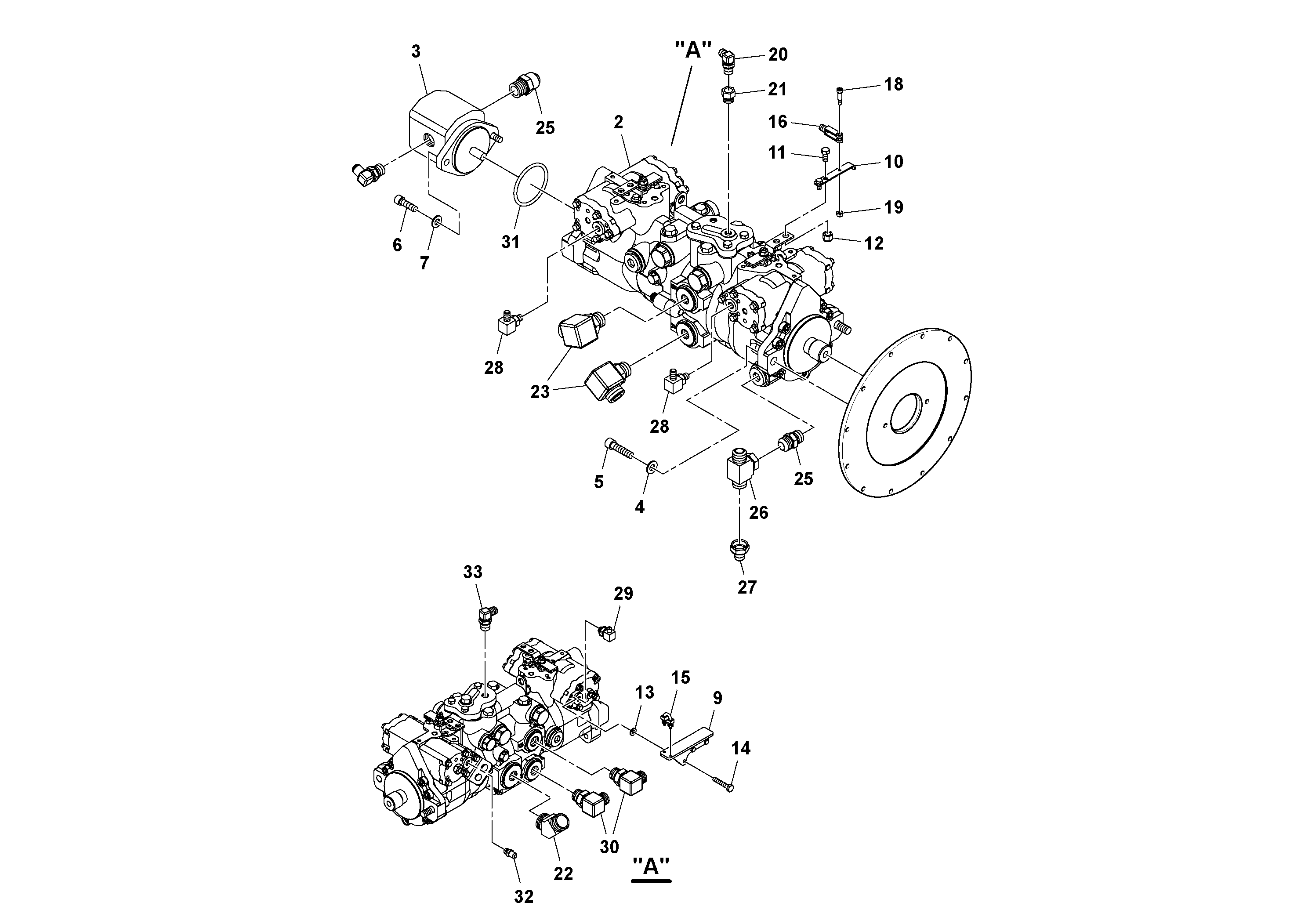 Схема запчастей Volvo SD45D/SD45F S/N 197409 - - 24487 Pump Stack Assembly 