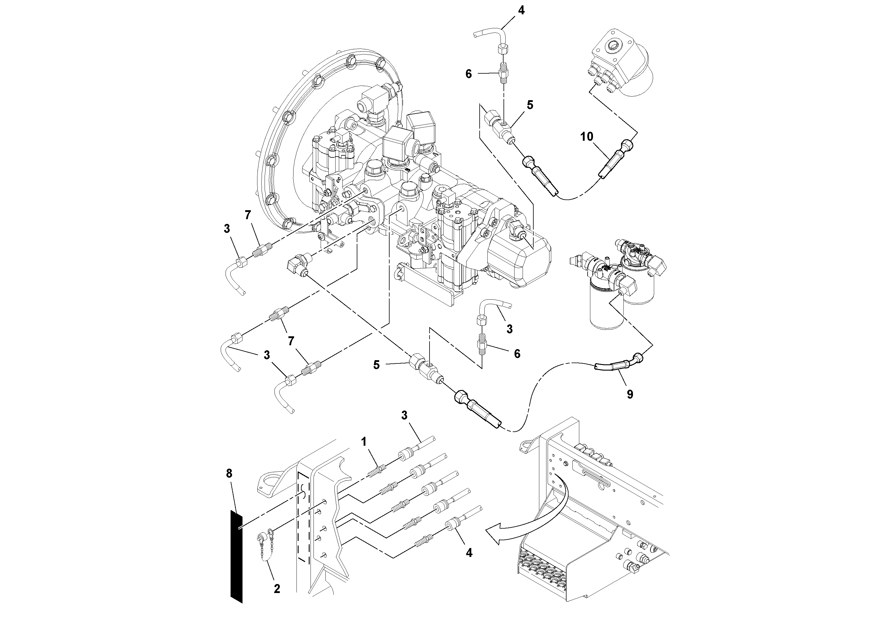 Схема запчастей Volvo SD45D/SD45F S/N 197409 - - 78183 Hydraulic Pressure check connection Installation 
