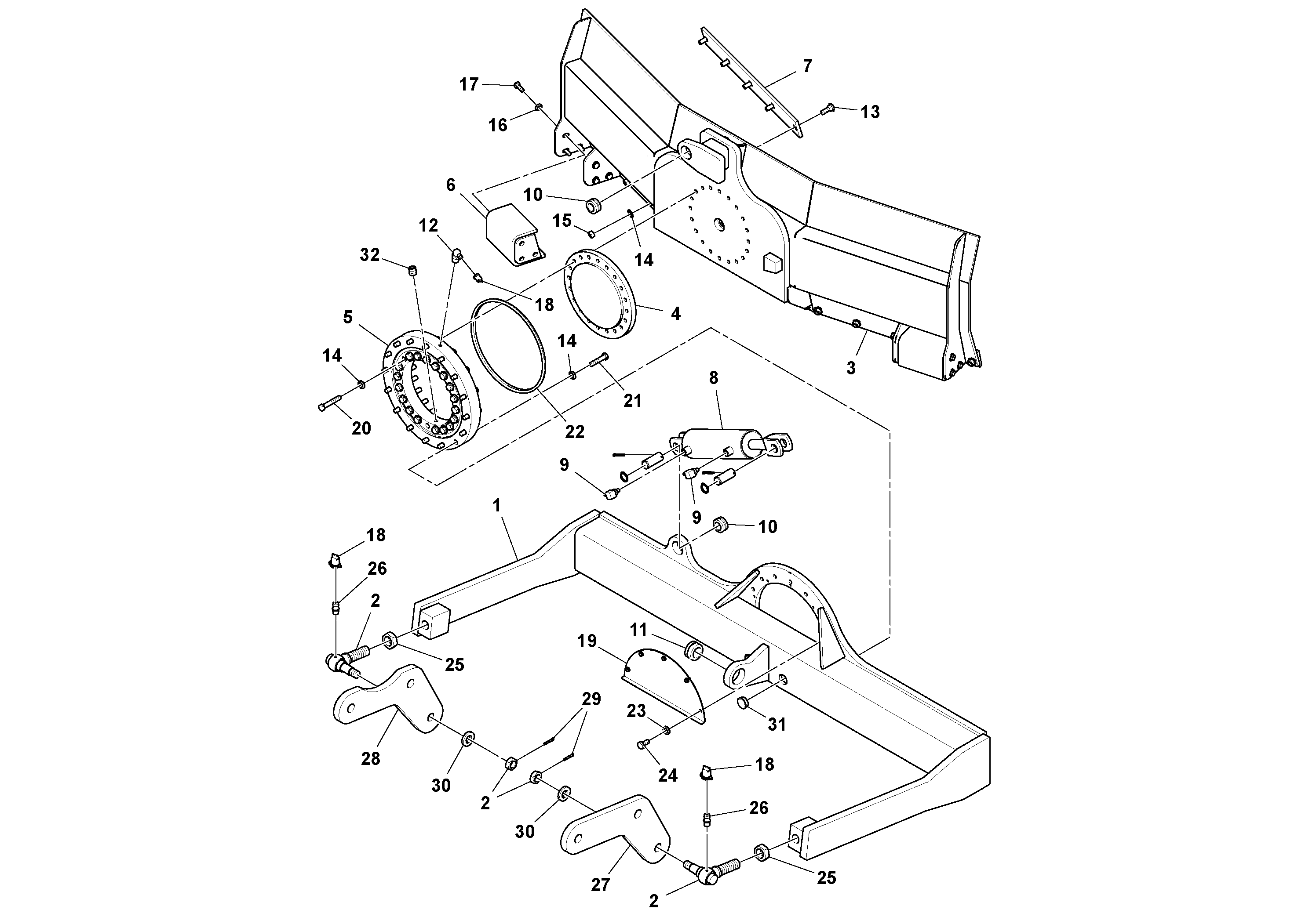 Схема запчастей Volvo SD45D/SD45F S/N 197409 - - 100394 Tilt Blade Assembly 